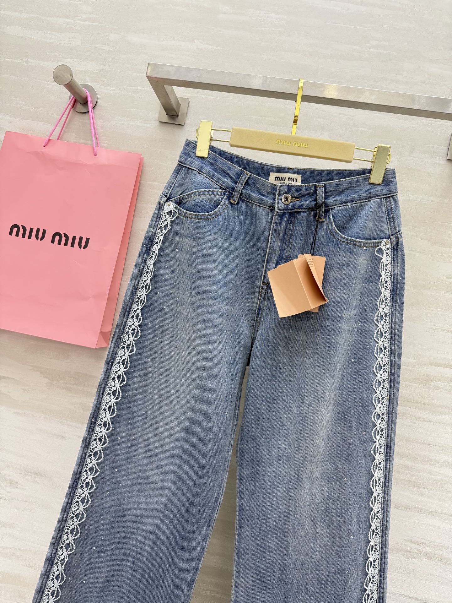 Miu Miu High-Waisted Straight-Leg Jeans with Embroidered & Rhinestone Details 5 i1751039096838 7017 0 3