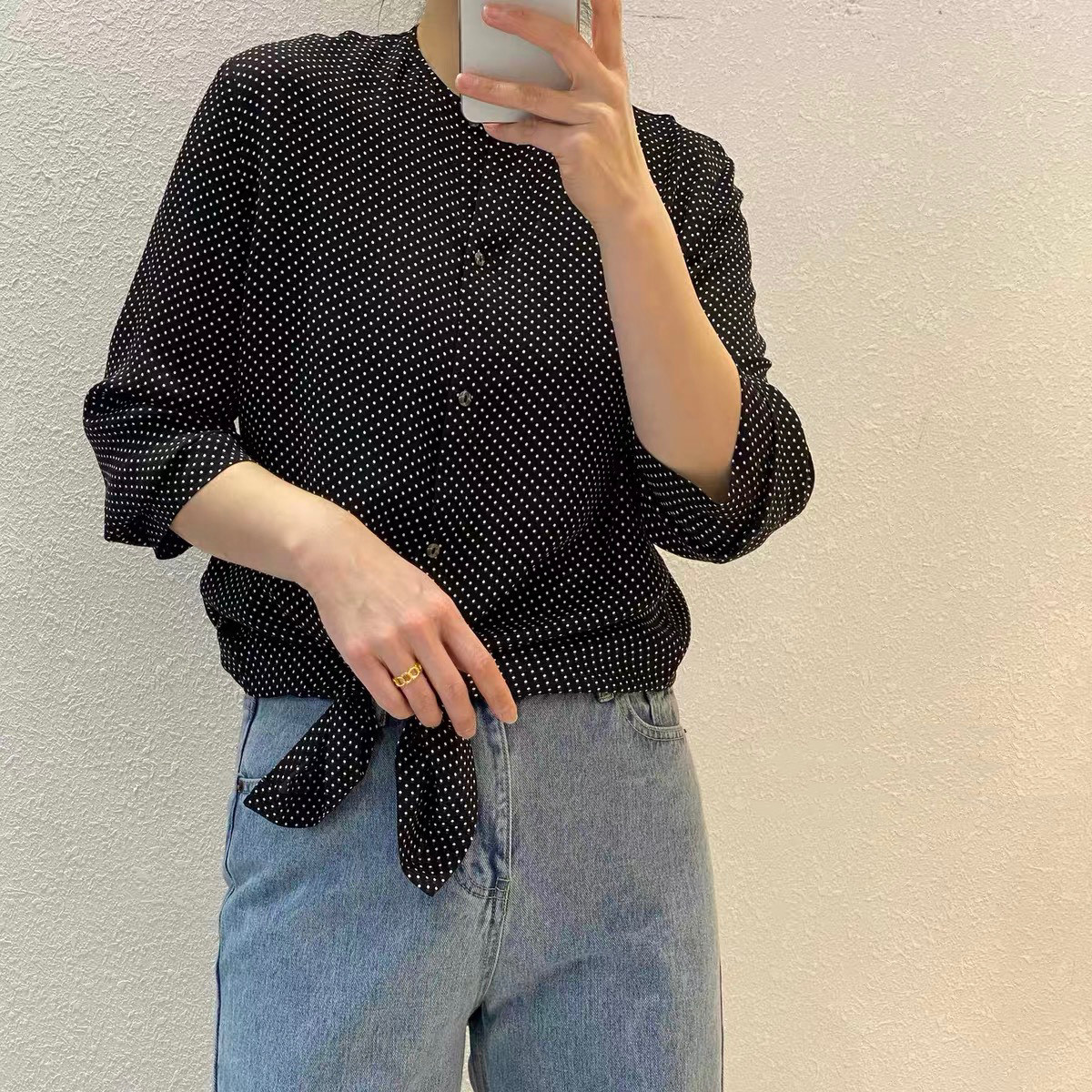 #ysl²⁵新款真丝波点衬衣 高品质定制 现货首发size:S/M/L/XL(M码肩宽:39,胸围:10