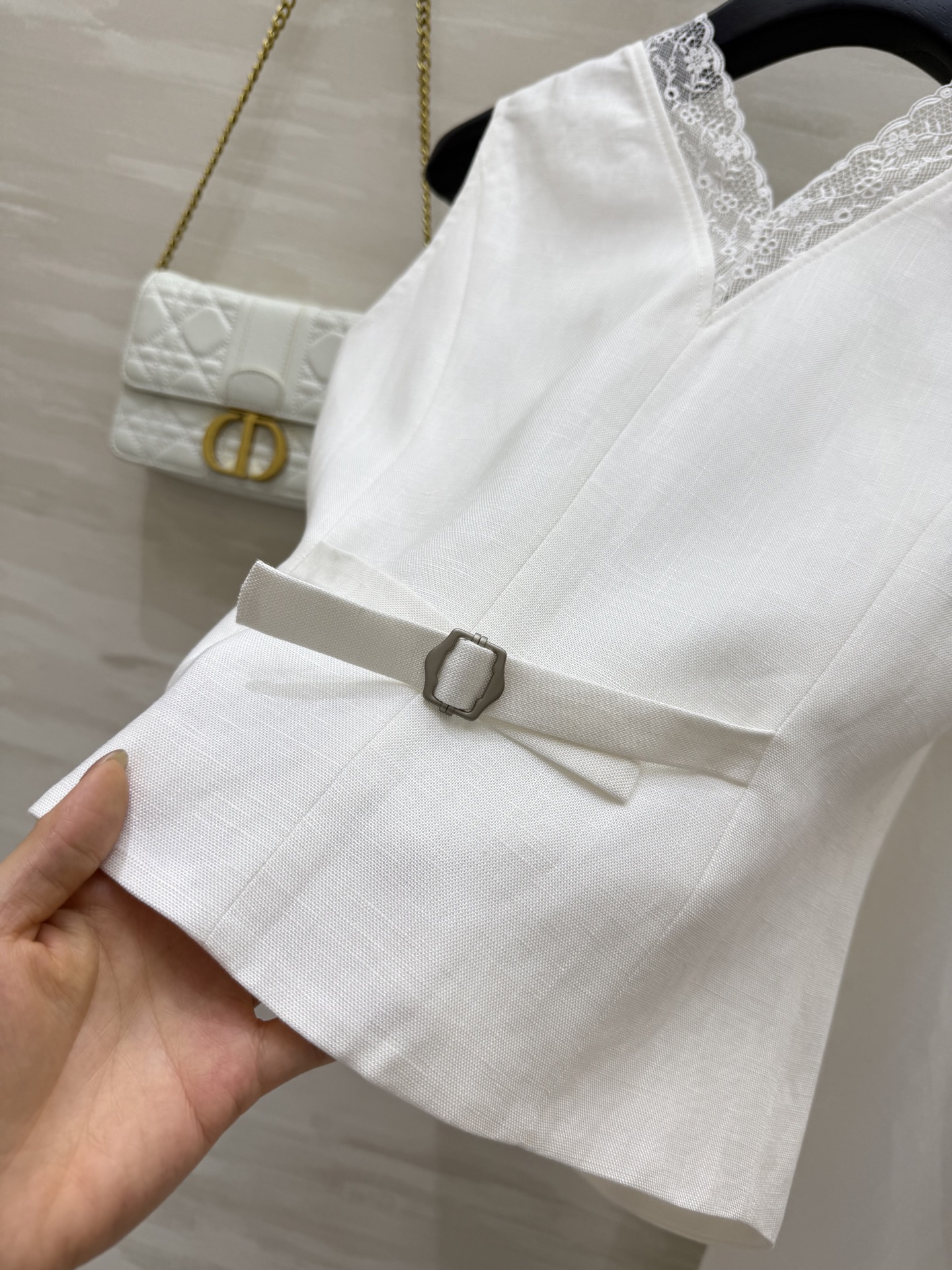 #DIO♡²⁵新款 度假系列 蕾丝拼接亚麻套装 高品质定制 现货首发size：36/38/40  