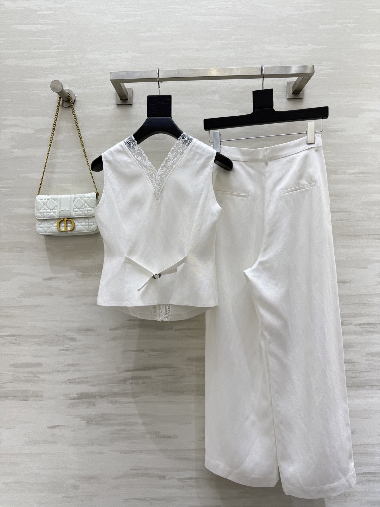 #DIO♡²⁵新款 度假系列 蕾丝拼接亚麻套装 高品质定制 现货首发size：36/38/40  