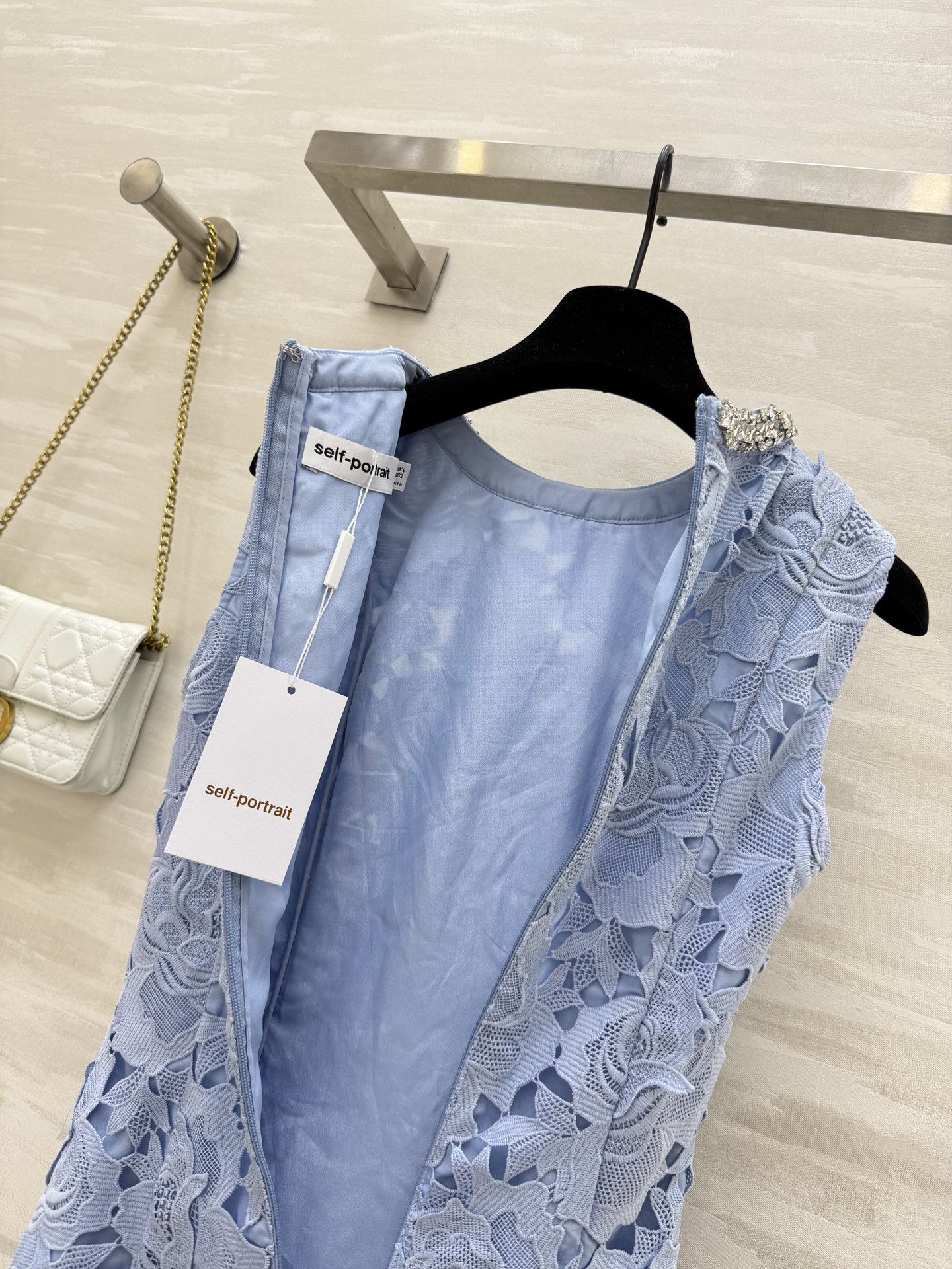 Self-Portrait Sleeveless Lace Mini Dress - Elegant Mist Blue, Diamond Accents 10 i1754312619416 4598 0 8