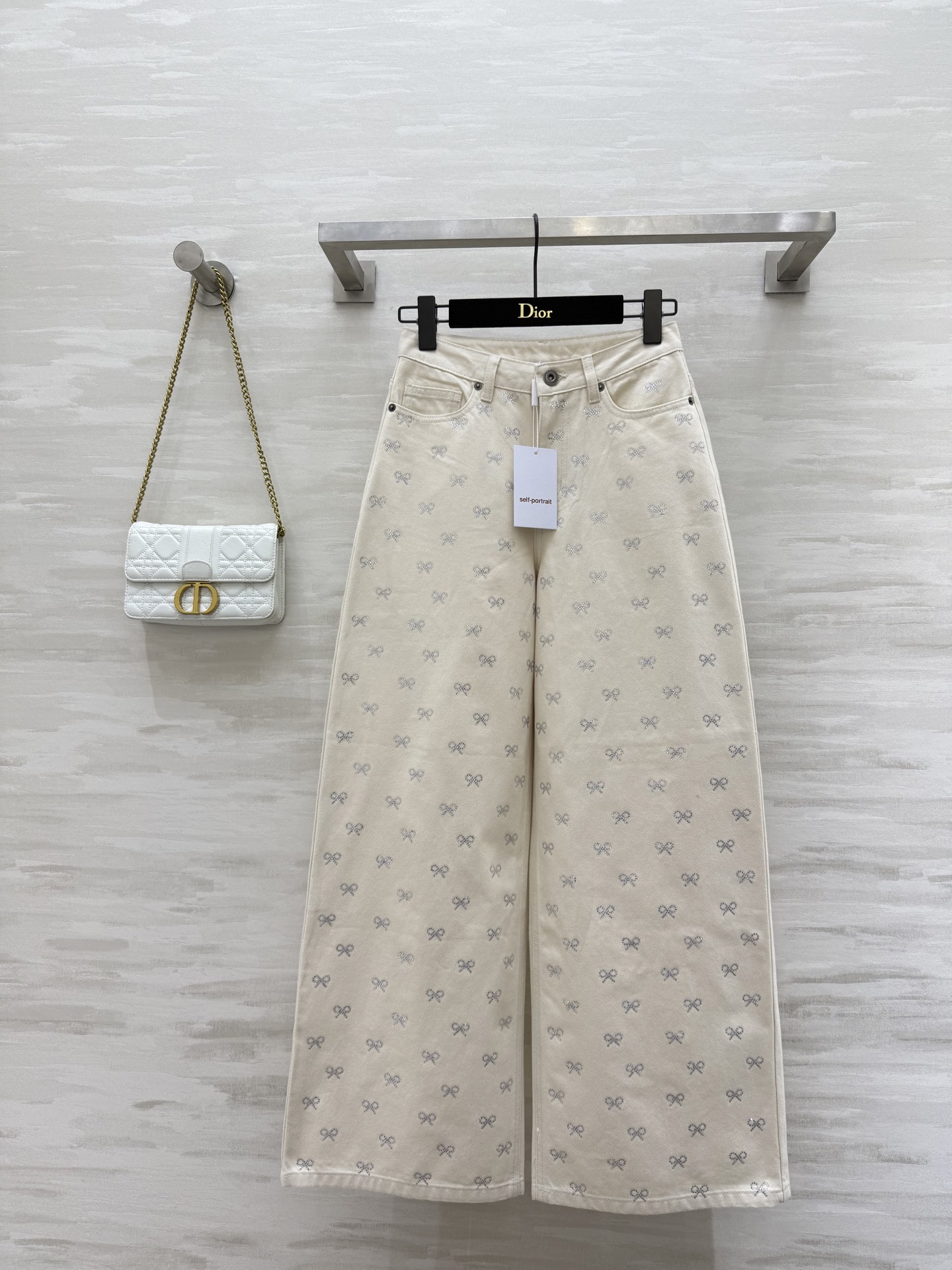 Self Portrait Rhinestone Bow Denim Jeans - High-Quality, Ready to Ship 2 i1754312885632 5926 0 0