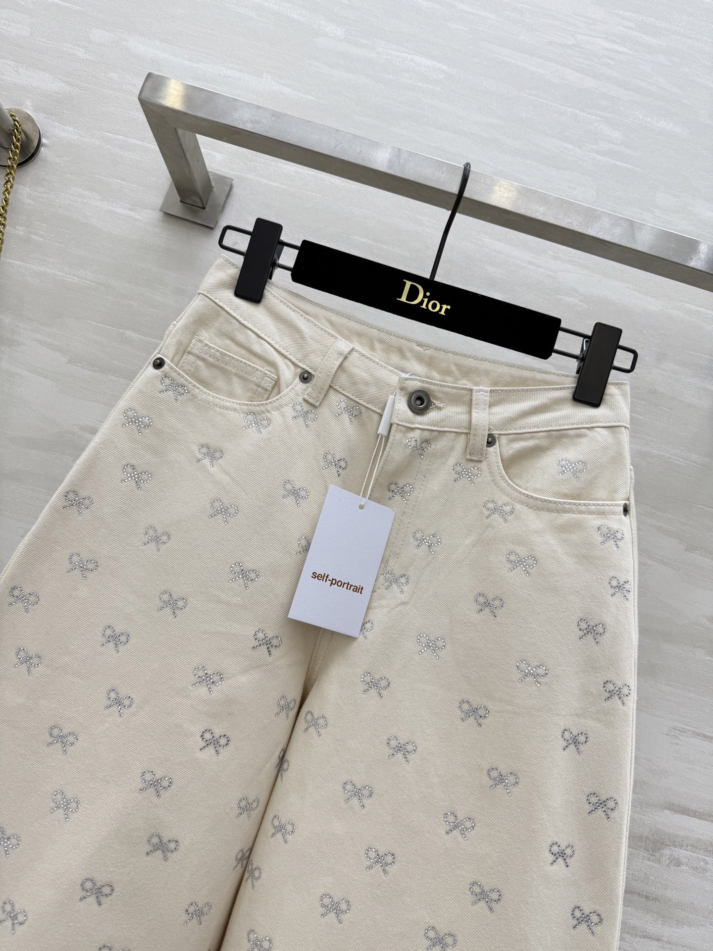 Self Portrait Rhinestone Bow Denim Jeans - High-Quality, Ready to Ship 3 i1754312885634 2492 0 1