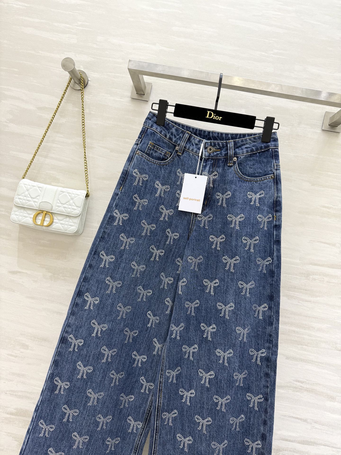Self Portrait Bow Rhinestone Jeans - High-Quality Denim with Diamante Bow Detail 3 i1754312928284 7319 0 1
