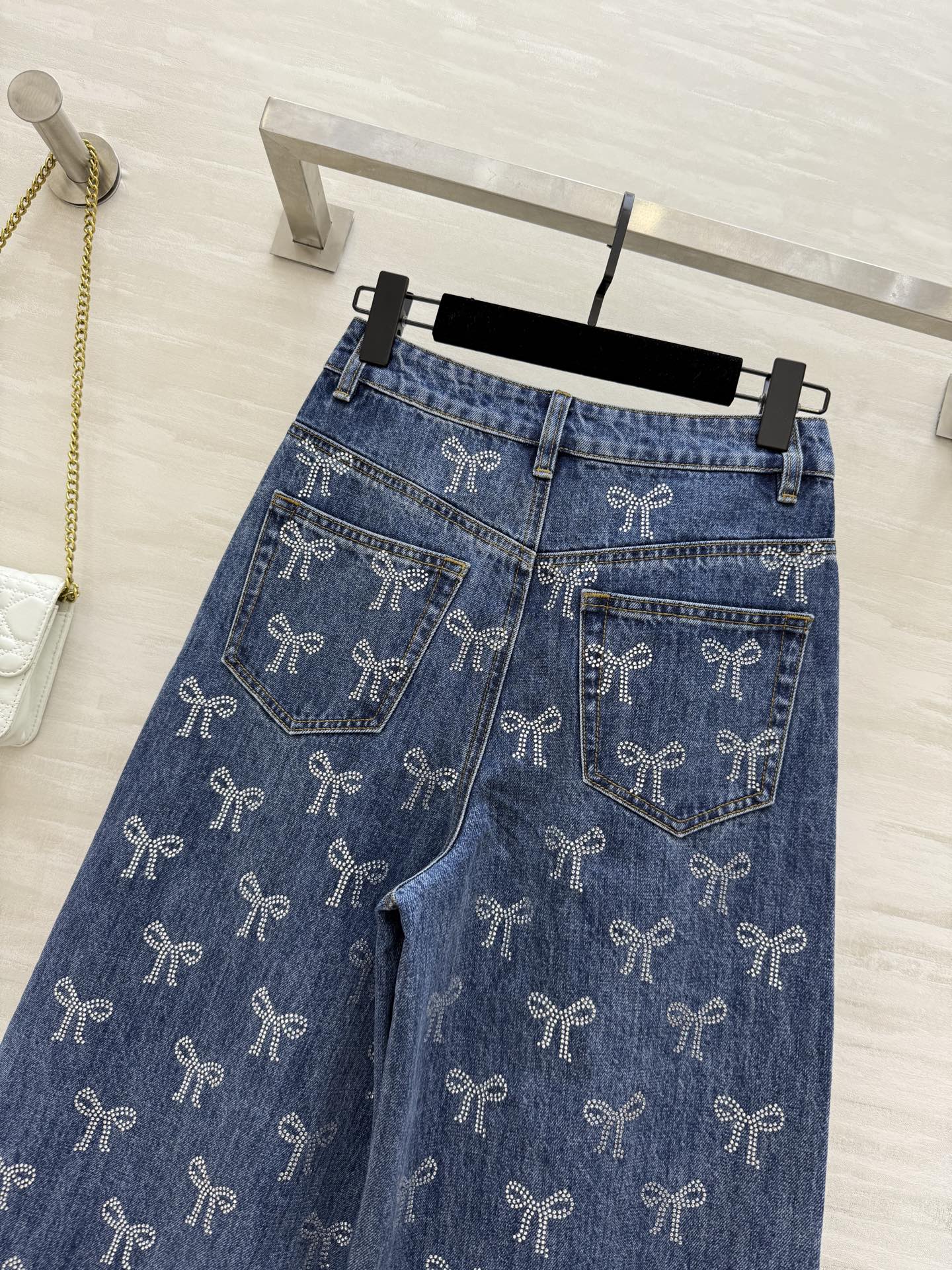 Self Portrait Bow Rhinestone Jeans - High-Quality Denim with Diamante Bow Detail 10 i1754312928426 4850 0 8