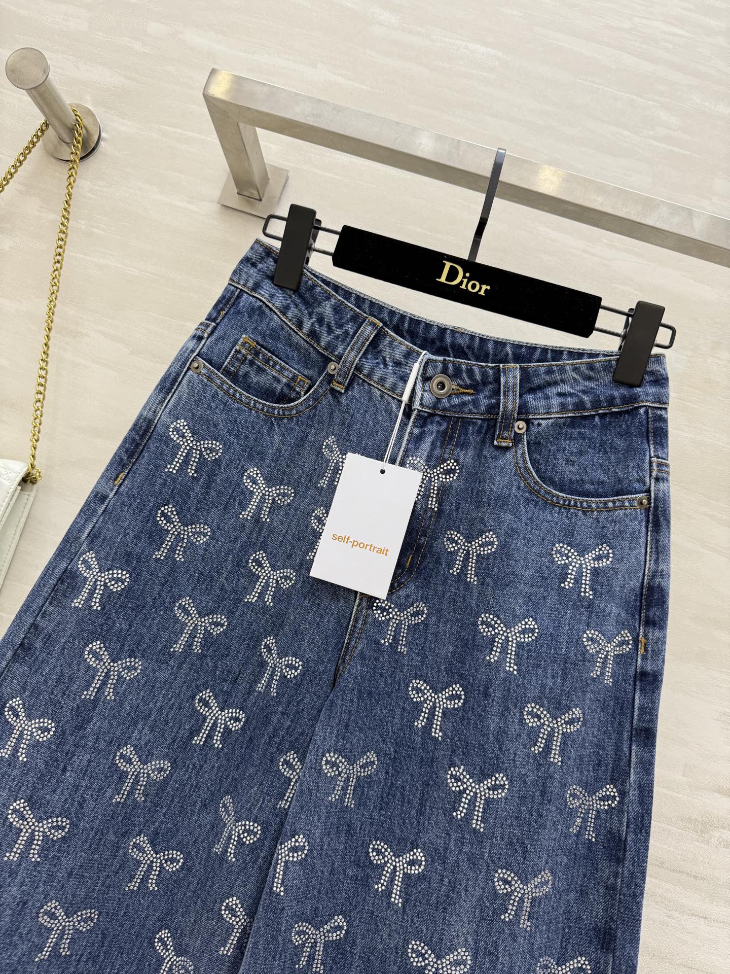 Self Portrait Bow Rhinestone Jeans - High-Quality Denim with Diamante Bow Detail 5 i1754312929830 6332 0 3