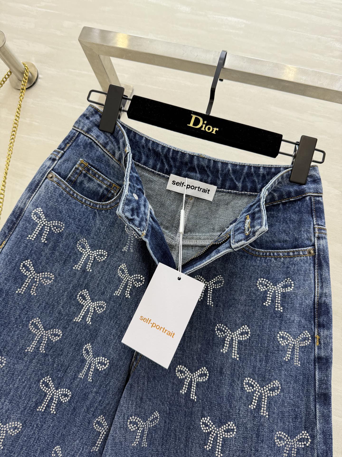 Self Portrait Bow Rhinestone Jeans - High-Quality Denim with Diamante Bow Detail 9 i1754312929891 6180 0 7