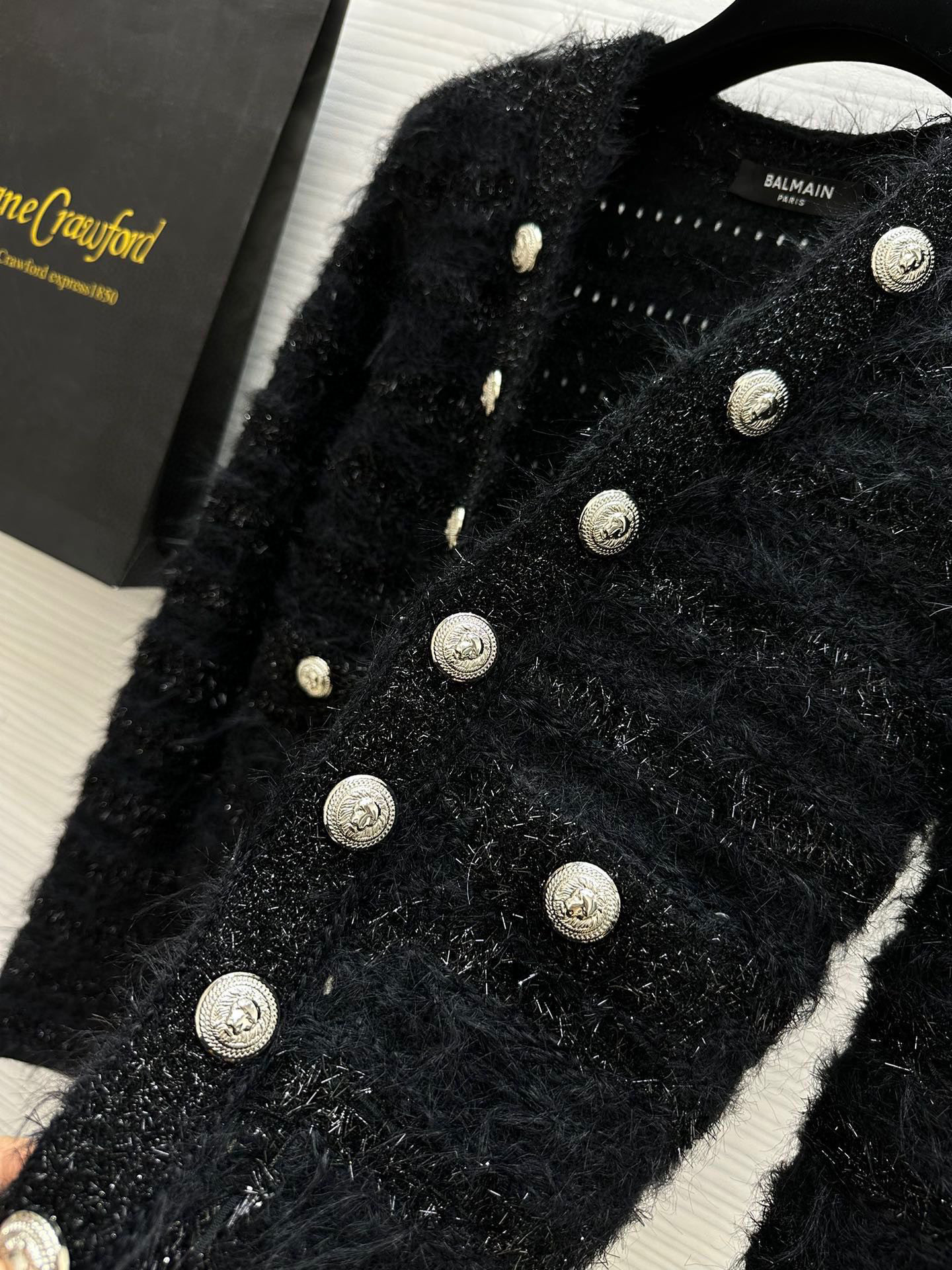 Luxurious Woven Tweed Jacket with Fringe and Custom Metal Button Details 8 i1754313222658 4456 0 6