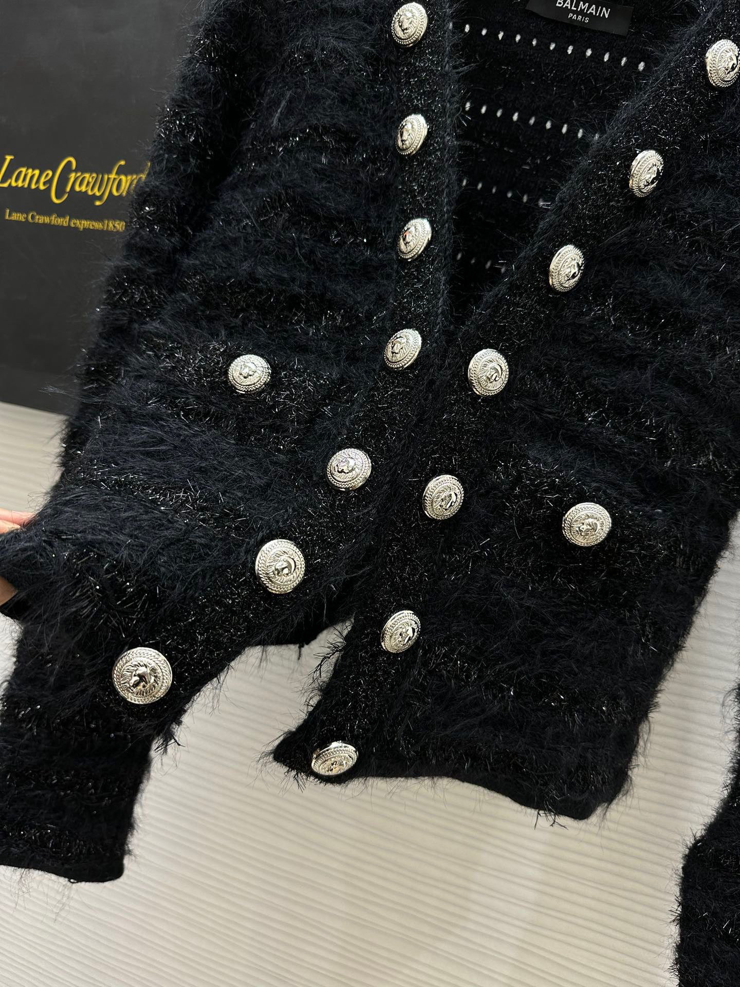 Luxurious Woven Tweed Jacket with Fringe and Custom Metal Button Details 6 i1754313222665 9183 0 4