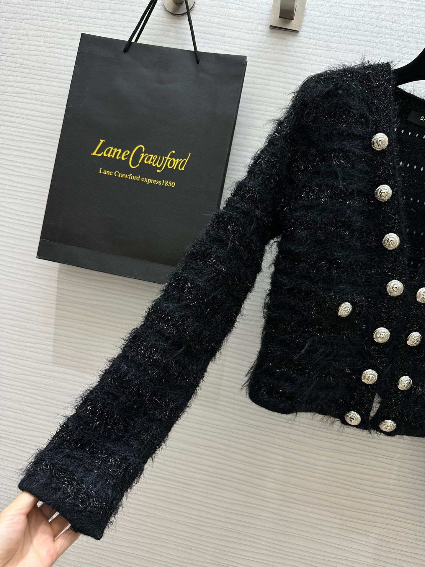 Luxurious Woven Tweed Jacket with Fringe and Custom Metal Button Details 5 i1754313223676 1569 0 3