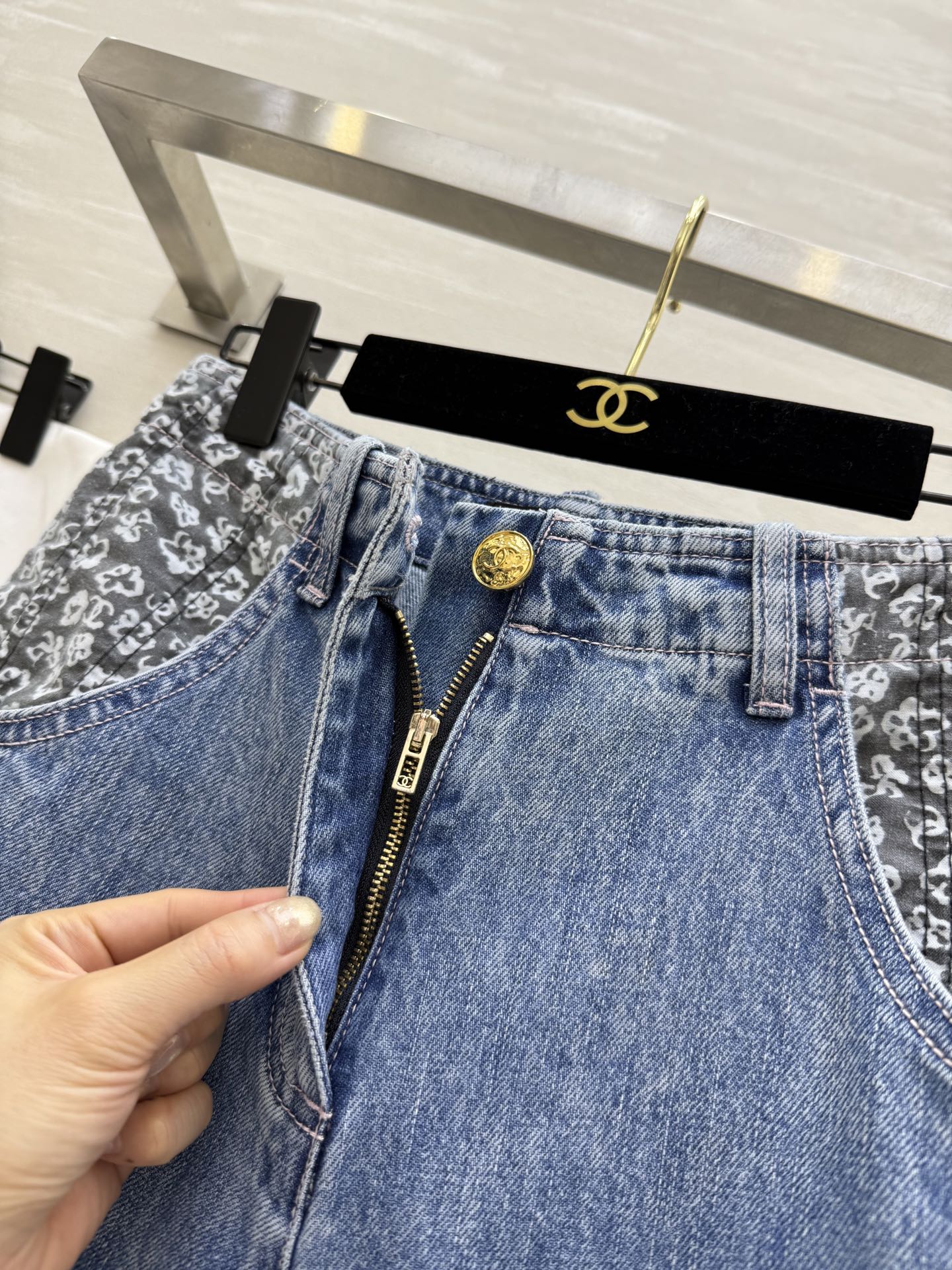 #Chane♡²⁵B 印花水洗拉链牛仔裤 高品质定制 现货首发size：36/38/40（）