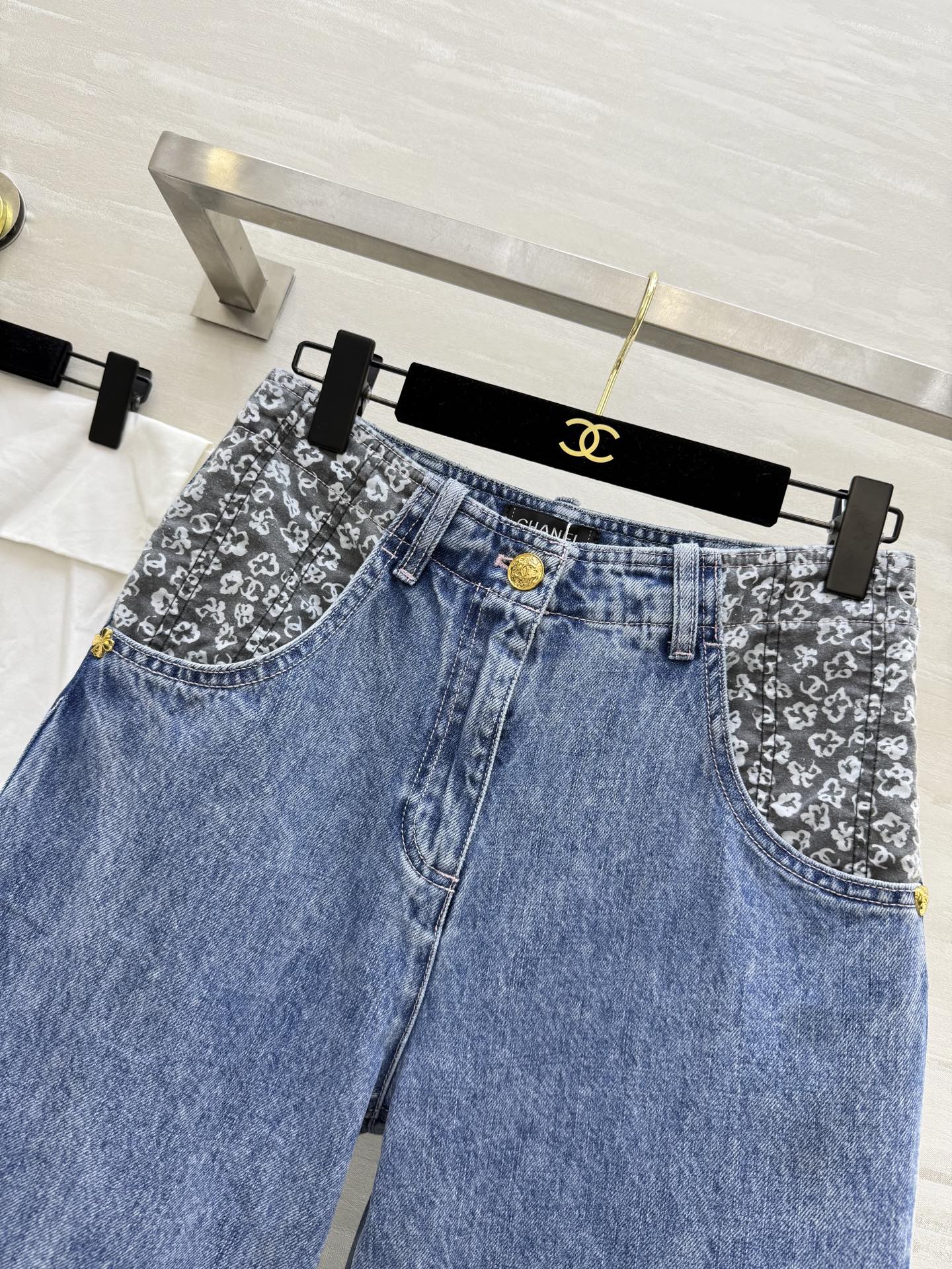 #Chane♡²⁵B 印花水洗拉链牛仔裤 高品质定制 现货首发size：36/38/40（）