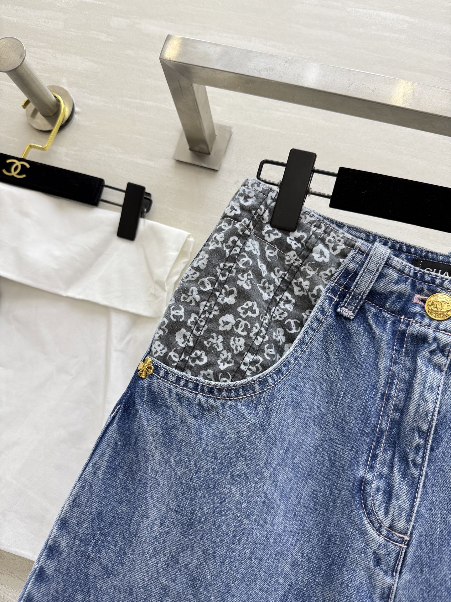 #Chane♡²⁵B 印花水洗拉链牛仔裤 高品质定制 现货首发size：36/38/40（）