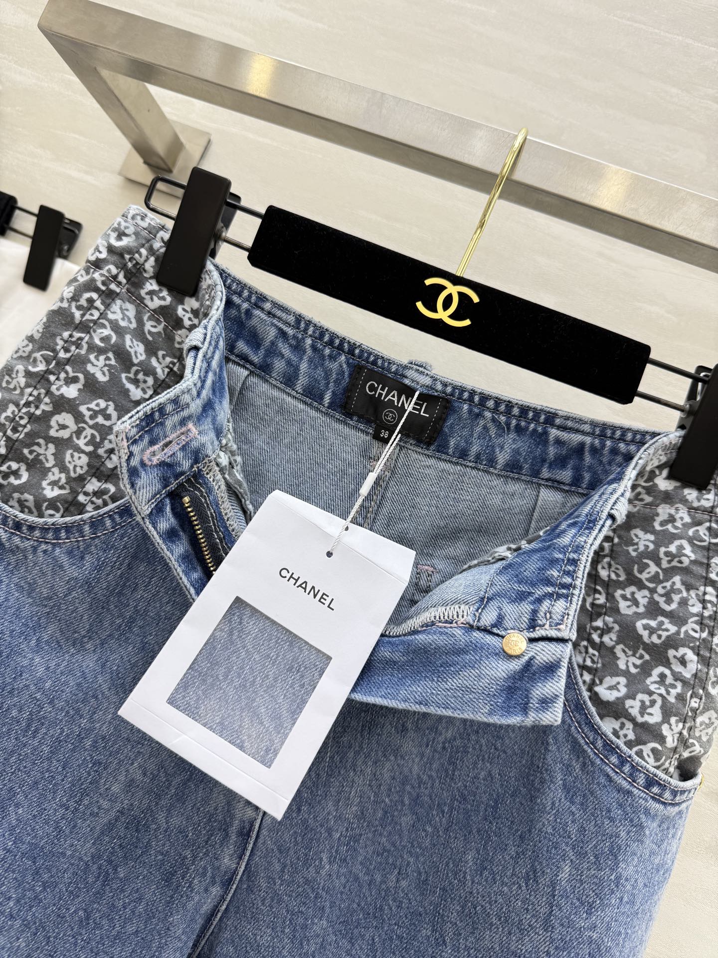 #Chane♡²⁵B 印花水洗拉链牛仔裤 高品质定制 现货首发size：36/38/40（）