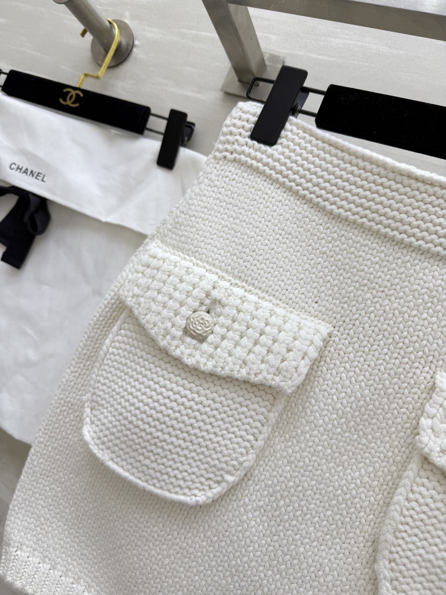 #Chane♡²⁵A 口袋针织松紧腰休闲短裙 原版开发 定制纱线 开模五金 松紧腰百搭不挑人 高品质定制