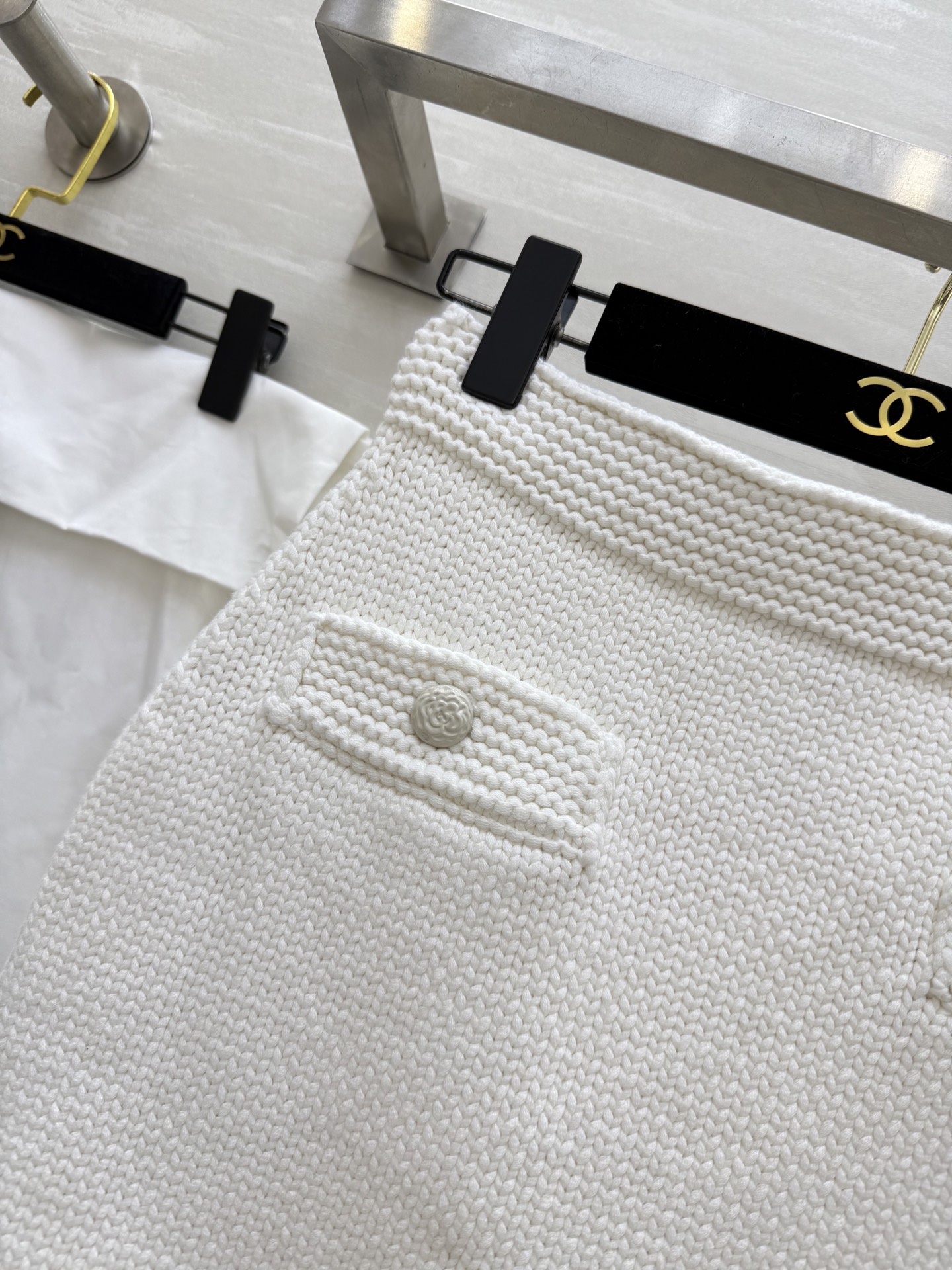 #Chane♡²⁵A 口袋针织松紧腰休闲短裙 原版开发 定制纱线 开模五金 松紧腰百搭不挑人 高品质定制