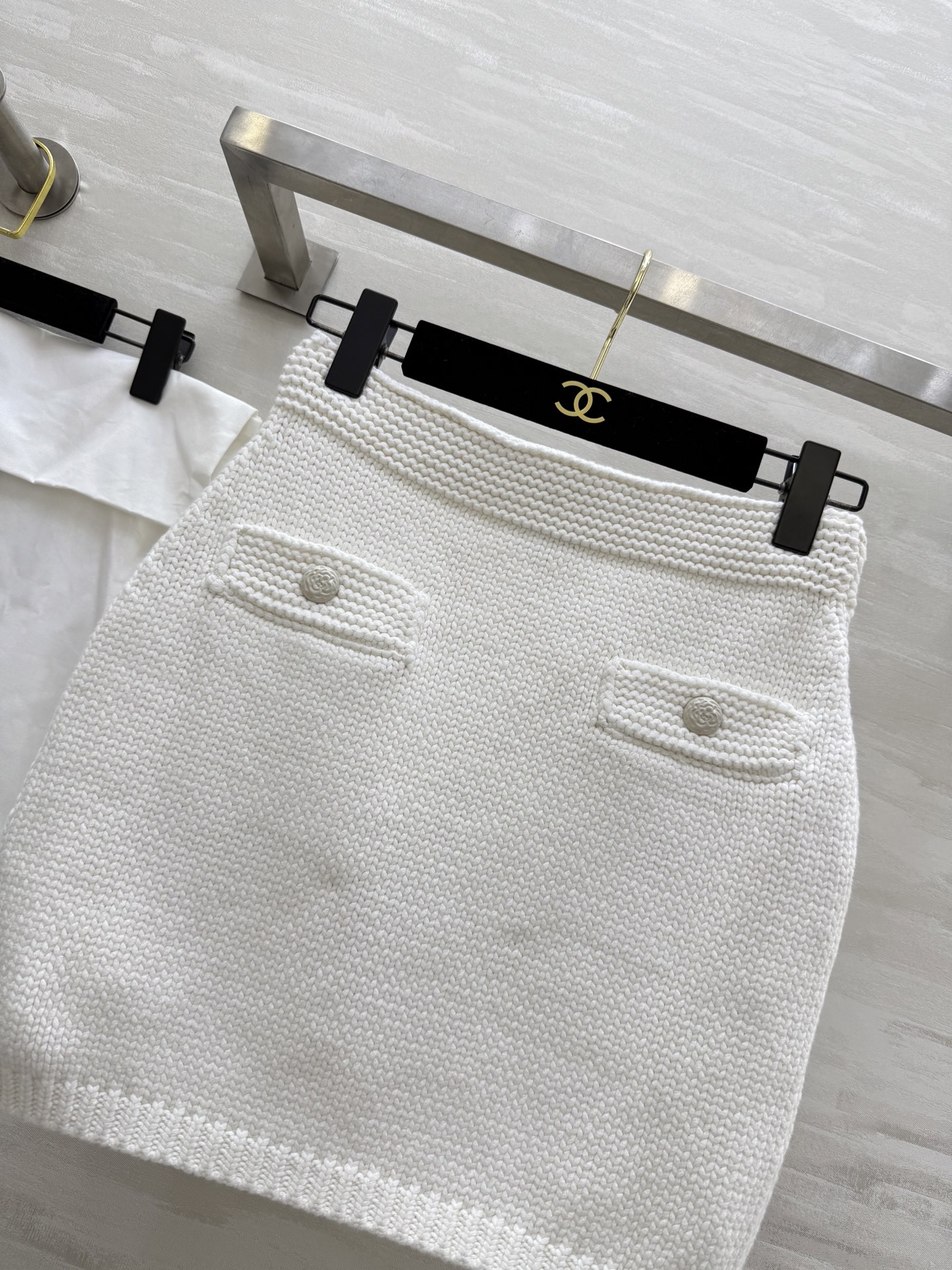 #Chane♡²⁵A 口袋针织松紧腰休闲短裙 原版开发 定制纱线 开模五金 松紧腰百搭不挑人 高品质定制