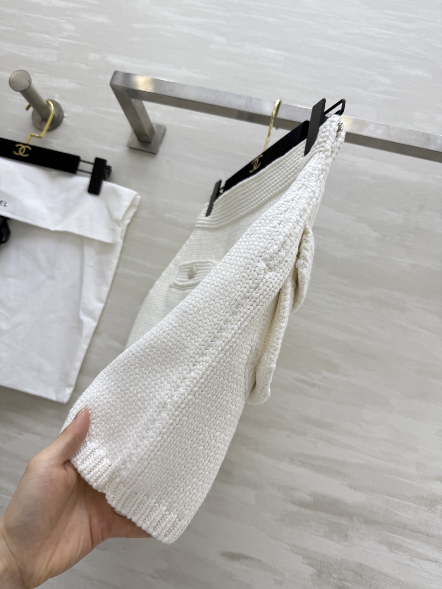 #Chane♡²⁵A 口袋针织松紧腰休闲短裙 原版开发 定制纱线 开模五金 松紧腰百搭不挑人 高品质定制