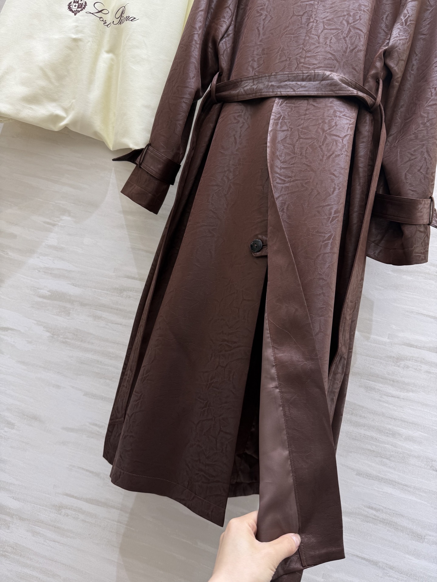 #LP🆕²⁵秋冬新款 极简绑带收腰翻领长款风衣外套 高品质定制 现货首发size：S/M/L（M码胸围：