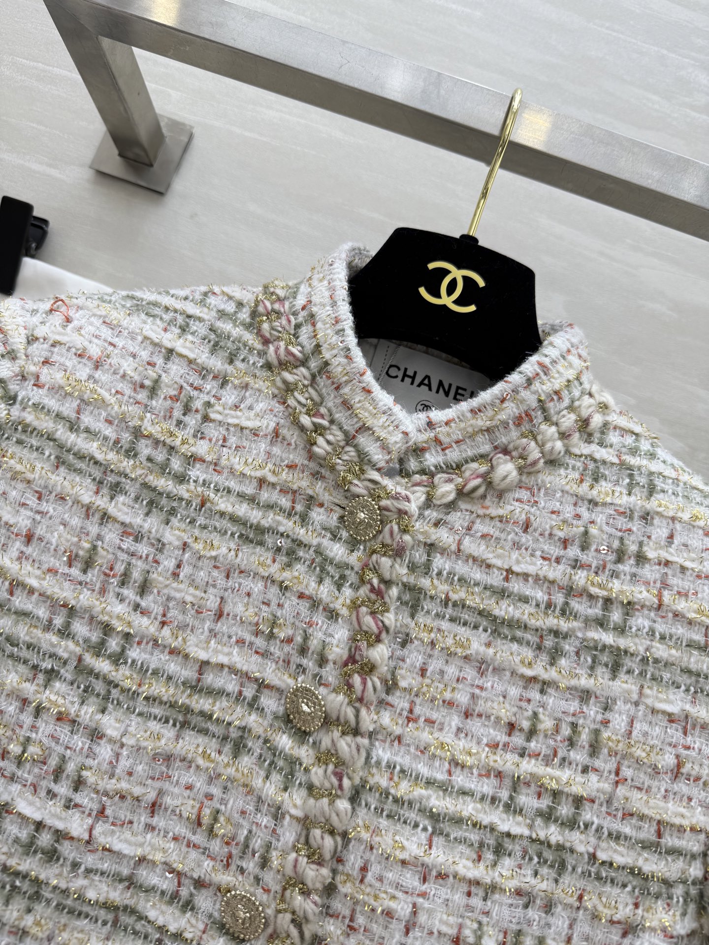 #Chane♡²⁵秋冬新款编织连衣裙 定制特种纱编织软花呢面料 纯手工交织花边装饰 经典双口袋 立体剪裁