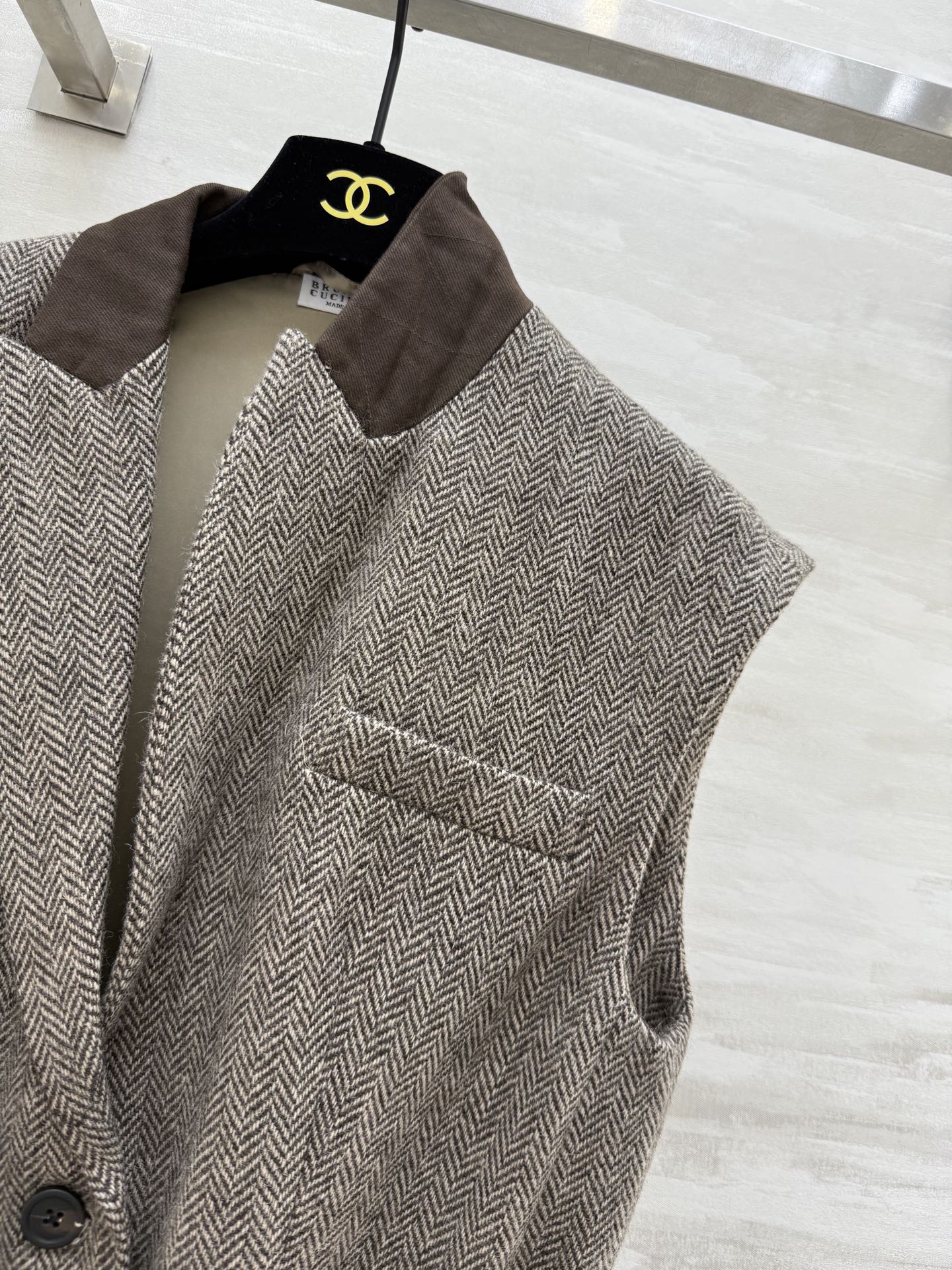 #Brunello Cucinell♡²⁵早秋新款 人字纹毛呢马甲外套 高品质定制 现货首发size：S