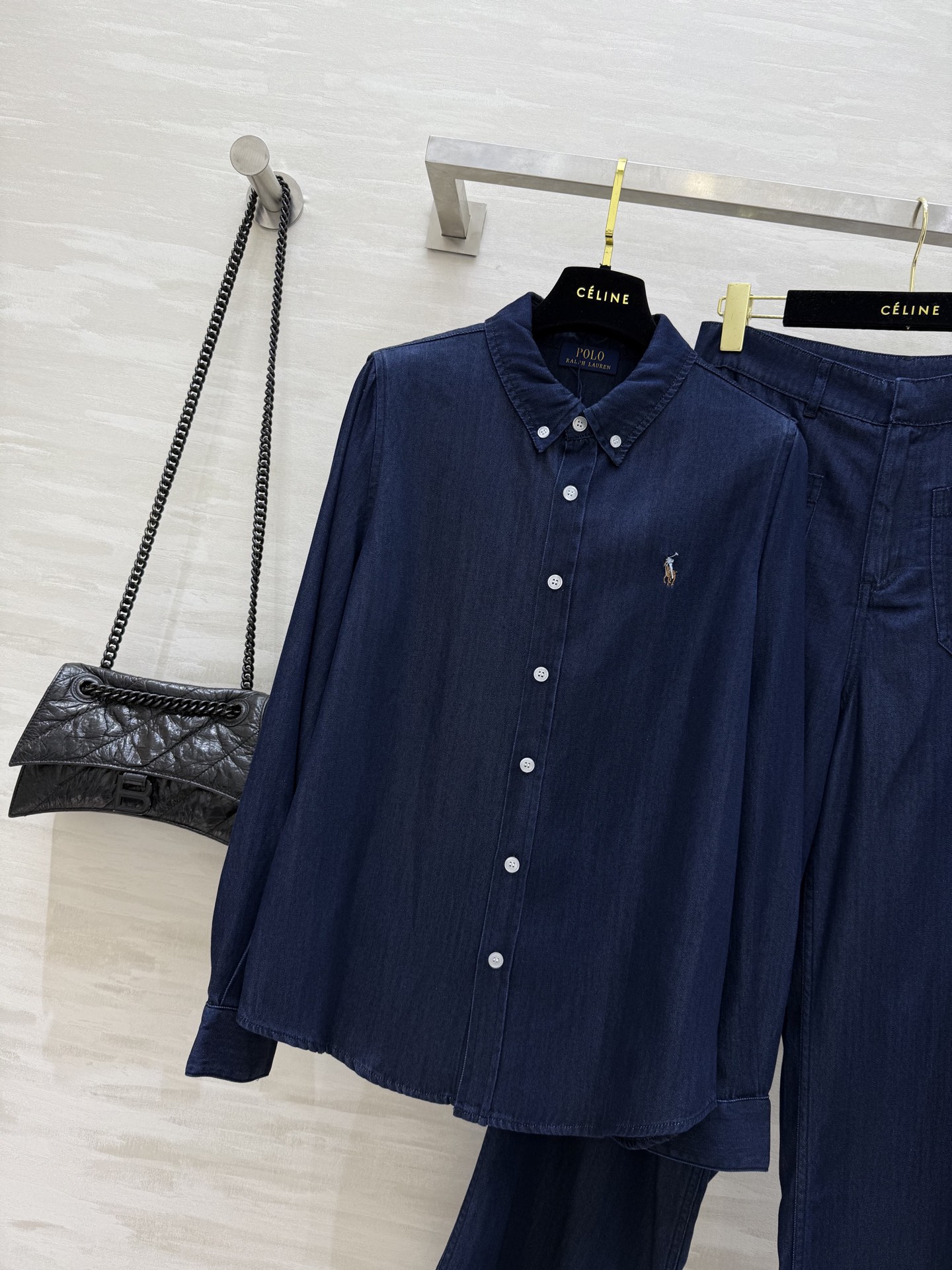 #拉夫劳伦²⁵早秋新款 经典logo刺绣休闲套装 洗水牛仔面料 百搭色系 logo标识刺绣点缀上身帅气又