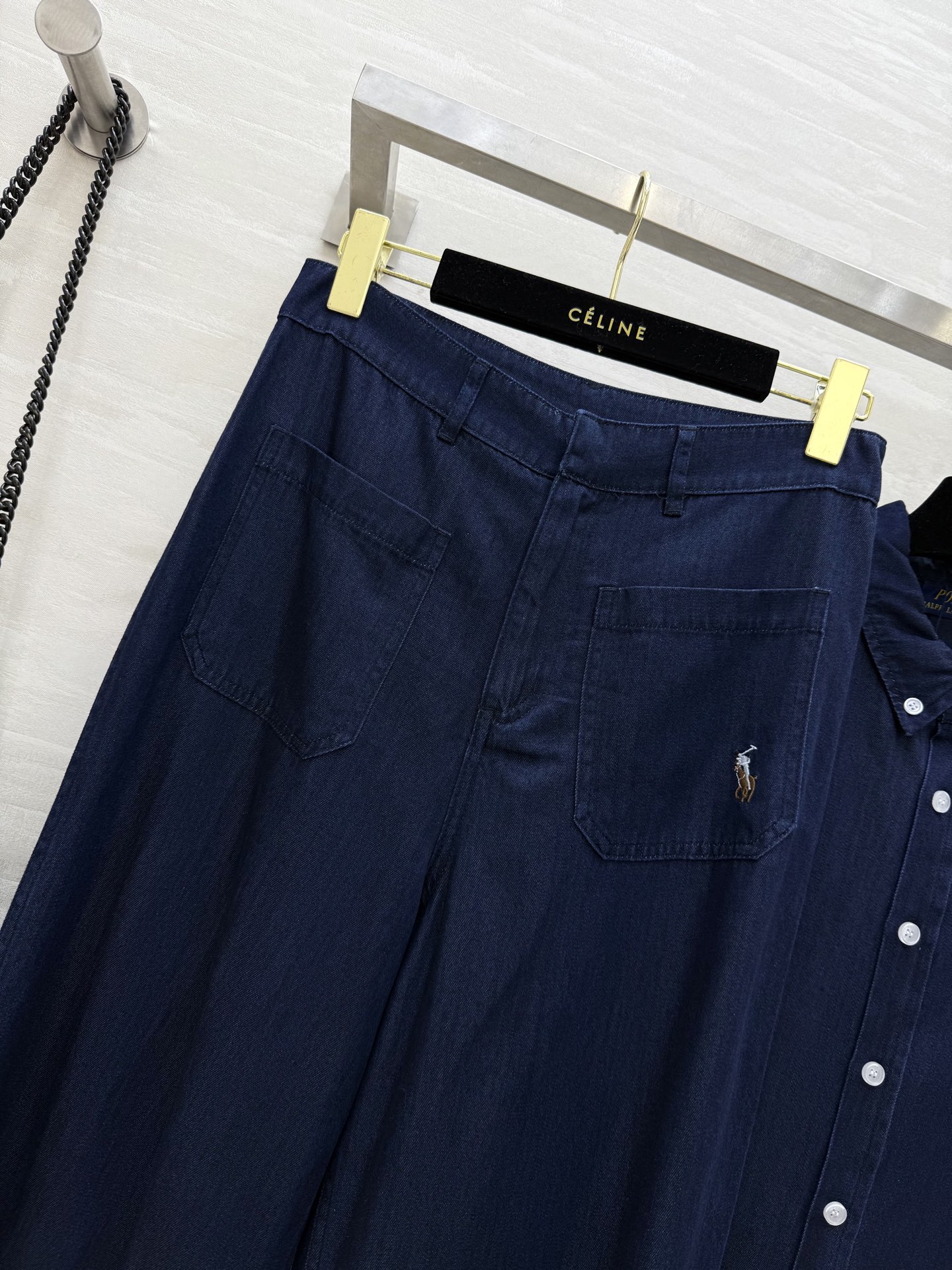 #拉夫劳伦²⁵早秋新款 经典logo刺绣休闲套装 洗水牛仔面料 百搭色系 logo标识刺绣点缀上身帅气又