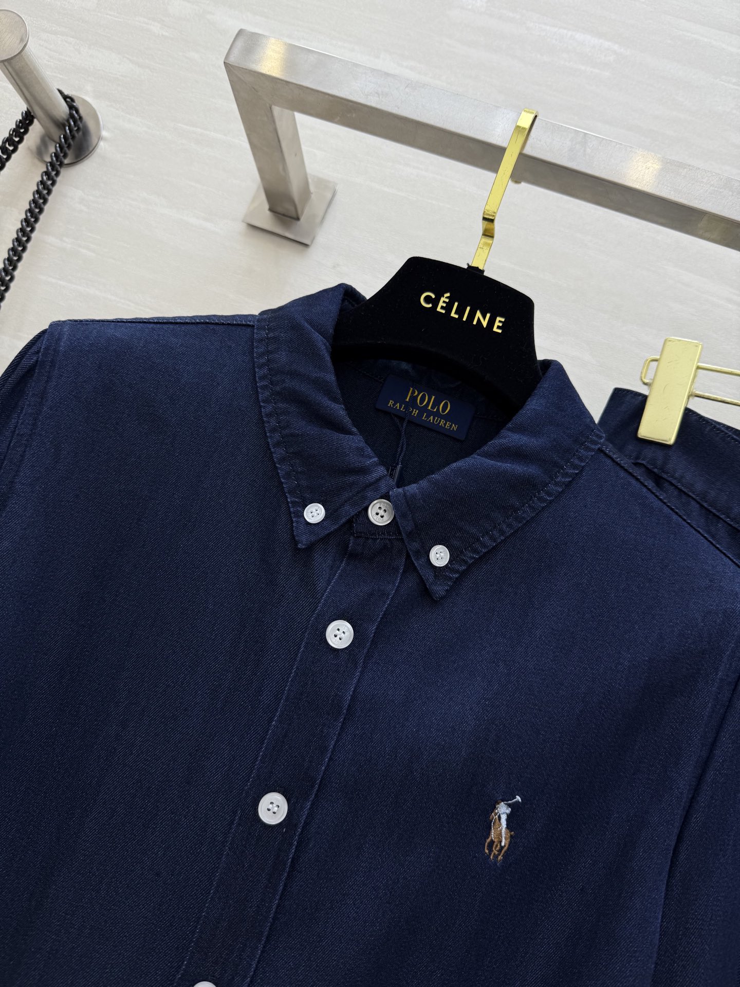 #拉夫劳伦²⁵早秋新款 经典logo刺绣休闲套装 洗水牛仔面料 百搭色系 logo标识刺绣点缀上身帅气又