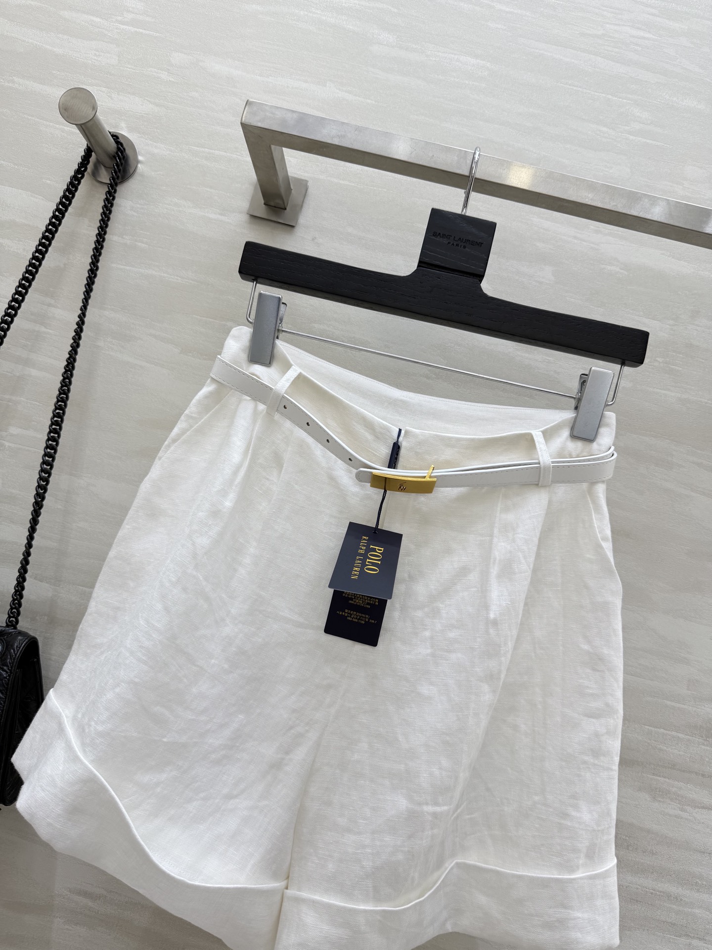 #拉夫劳伦²⁵早秋新款 定制腰带 极简风中裤 高智感穿搭 中高腰褶饰卷边设计 配送金属扣腰带上身知性大气