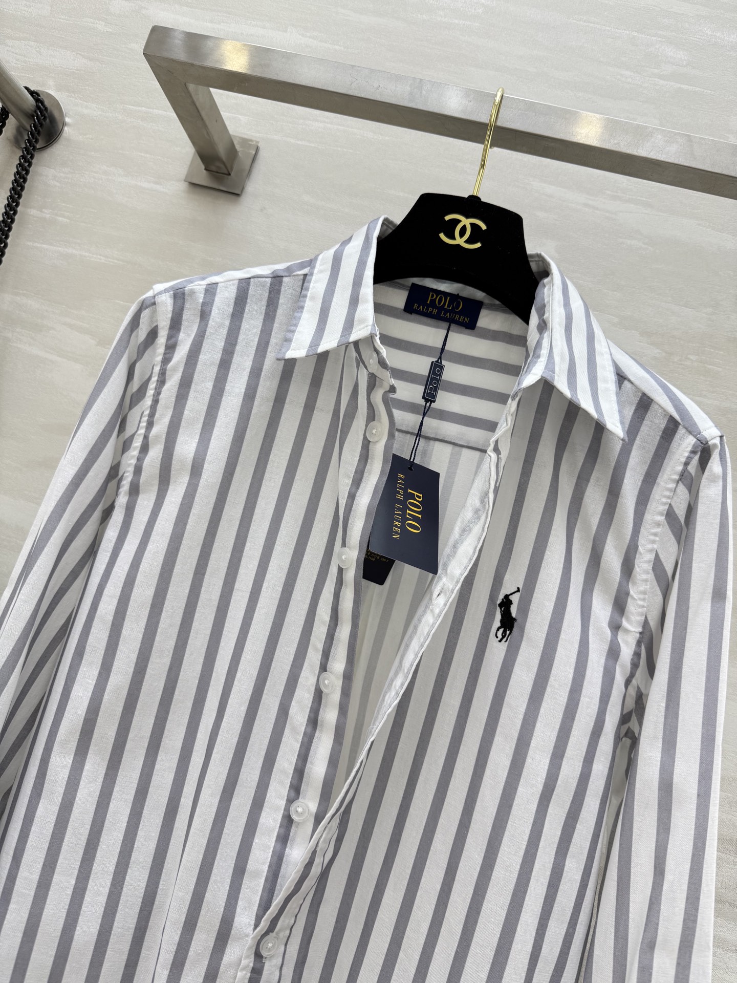 #拉夫劳伦²⁵早秋新款 logo刺绣条纹衬衣 前襟经典logo刺绣装饰 日常必备款 出街凹造型防晒多功能