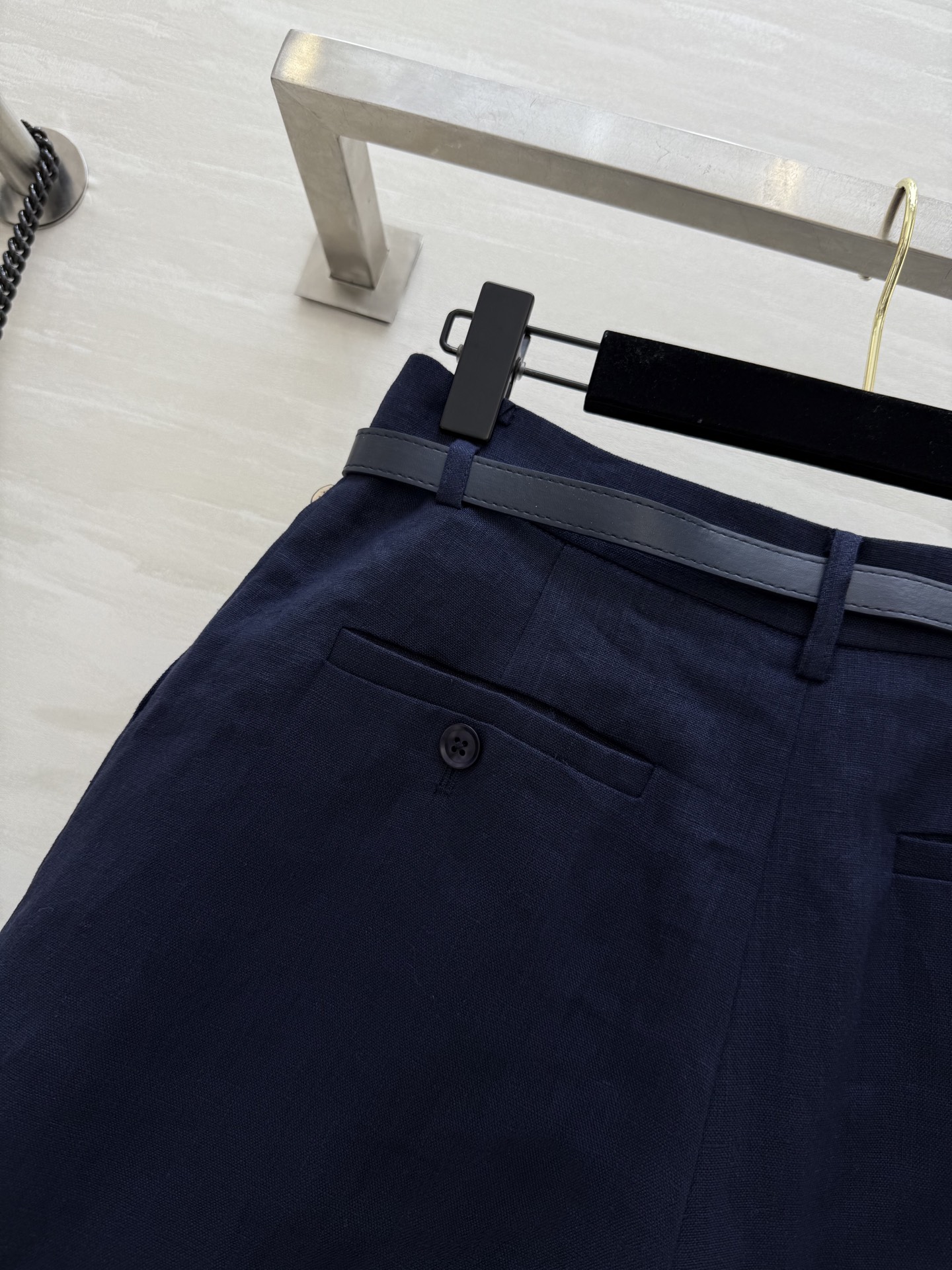 #拉夫劳伦²⁵早秋新款 定制腰带 极简风中裤 高智感穿搭 中高腰褶饰卷边设计 配送金属扣腰带上身知性大气