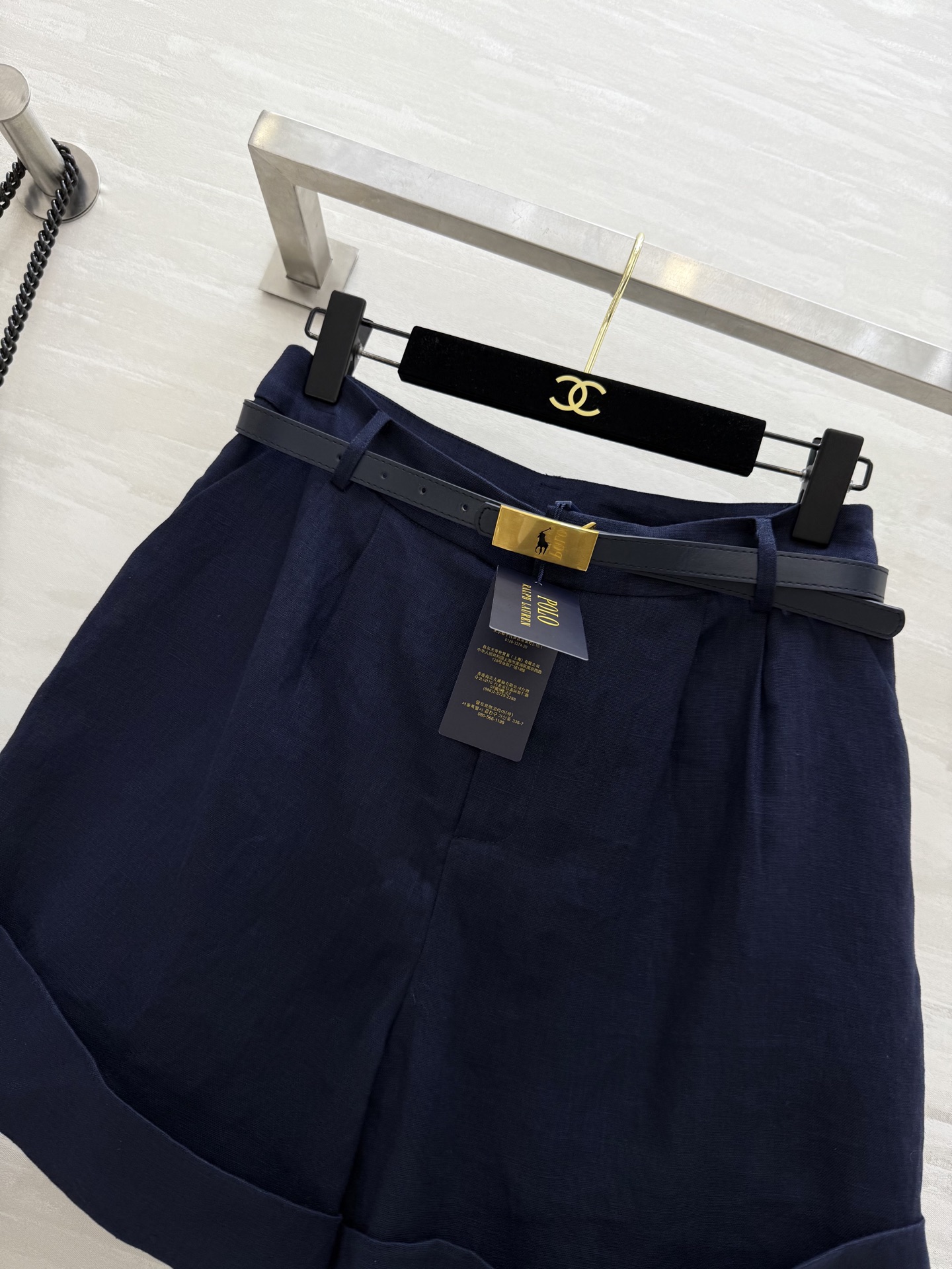 #拉夫劳伦²⁵早秋新款 定制腰带 极简风中裤 高智感穿搭 中高腰褶饰卷边设计 配送金属扣腰带上身知性大气