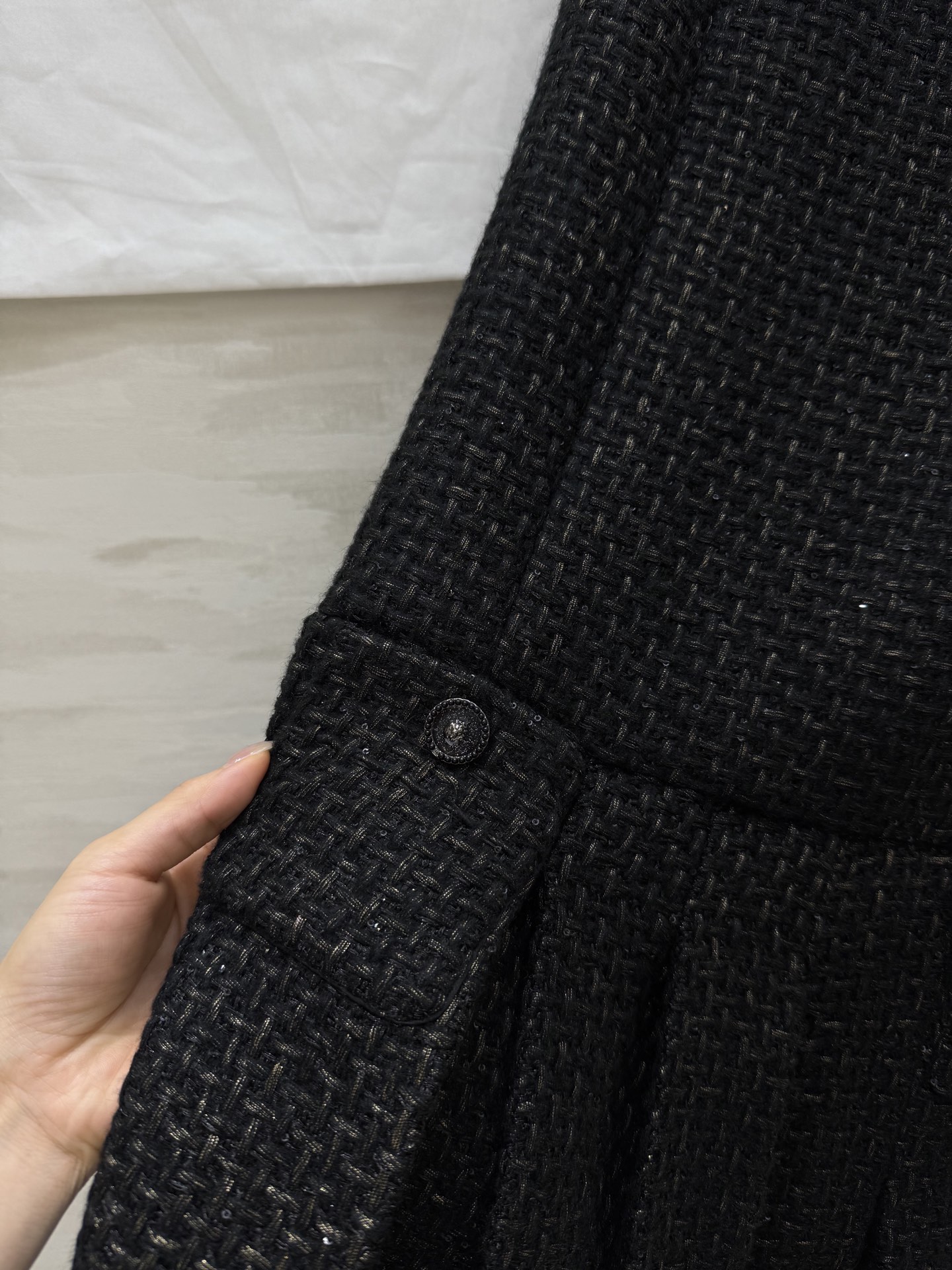 #Chane♡²⁵A高级手工坊 斜纹软呢口袋无袖连衣裙 高品质 现货首发size：36/38/40（）