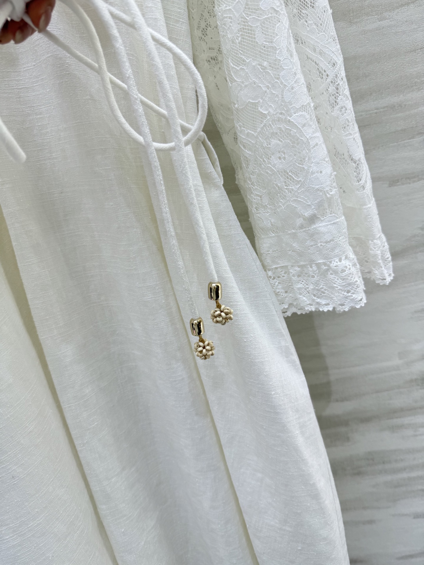 #Zimm²⁵度假系列 宫廷风亚麻蕾丝连衣裙 超级重工 高品质定制 现货首发size：S/M/L（s码胸