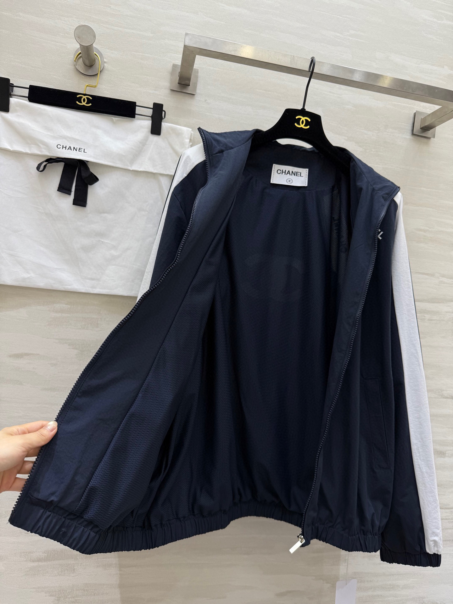 #Chane♡²⁵中古撞色立领外套 高品质定制 现货首发size：36/38/40（38码胸围：130，