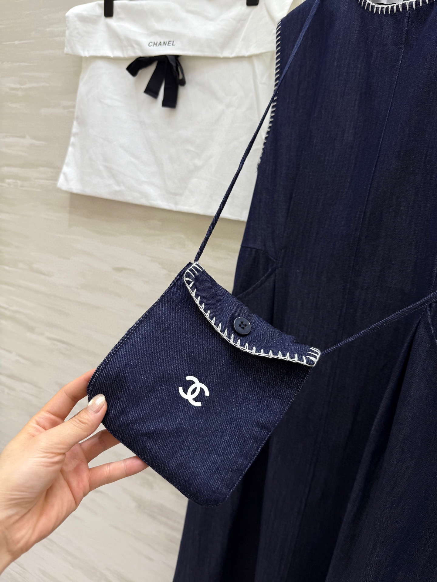 #Chane♡²⁵中古系列 天丝牛仔小背包背心裙 高品质定制 现货首发 配送防尘袋size：36/38/