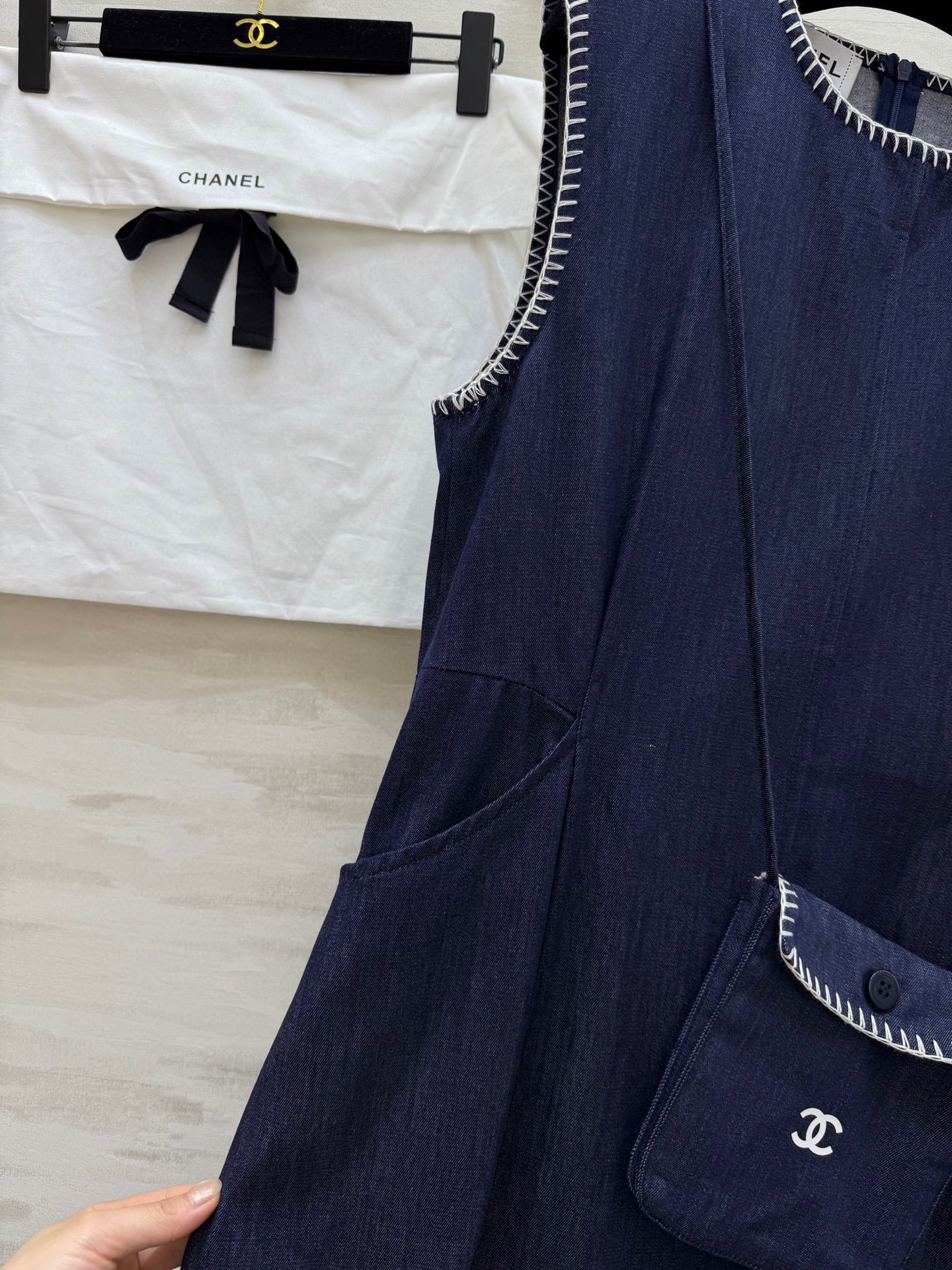 #Chane♡²⁵中古系列 天丝牛仔小背包背心裙 高品质定制 现货首发 配送防尘袋size：36/38/