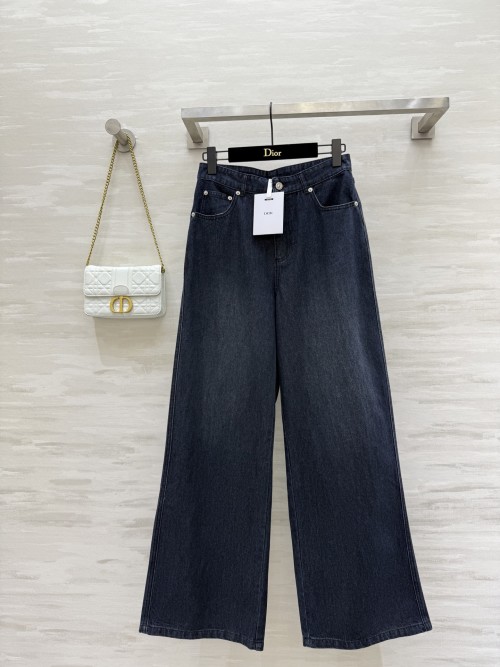 Dior Early Autumn New Logo Denim Straight Wide-Leg Jeans High Quality 1 Dior Early Autumn New Logo Denim Straight Wide-Leg Jeans High Quality