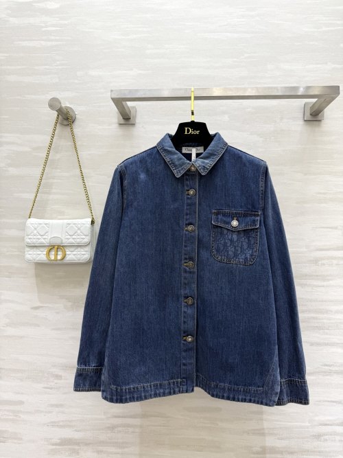Dior Early Autumn Denim Jacket Shirt with Pocket - High Quality 1 Dior Early Autumn Denim Jacket Shirt with Pocket - High Quality