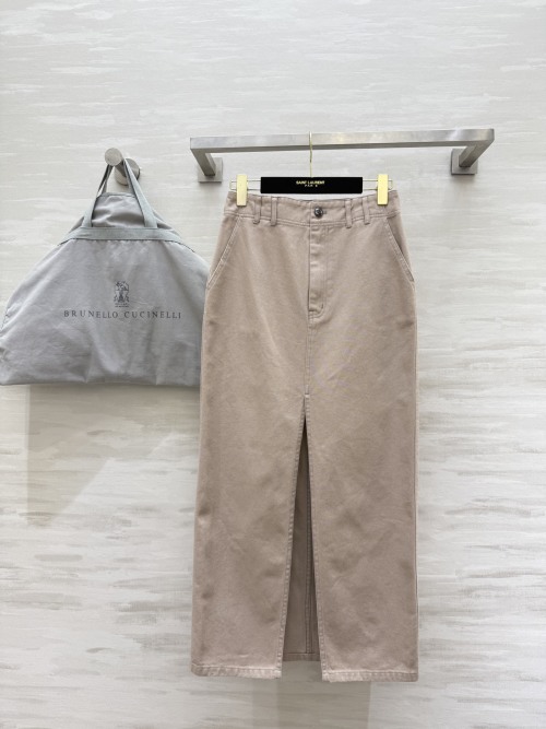 Brunello Cucinelli Distressed Denim Slit Midi Skirt, High-Quality, Various sizes 1 Brunello Cucinelli Distressed Denim Slit Midi Skirt, High-Quality, Various sizes