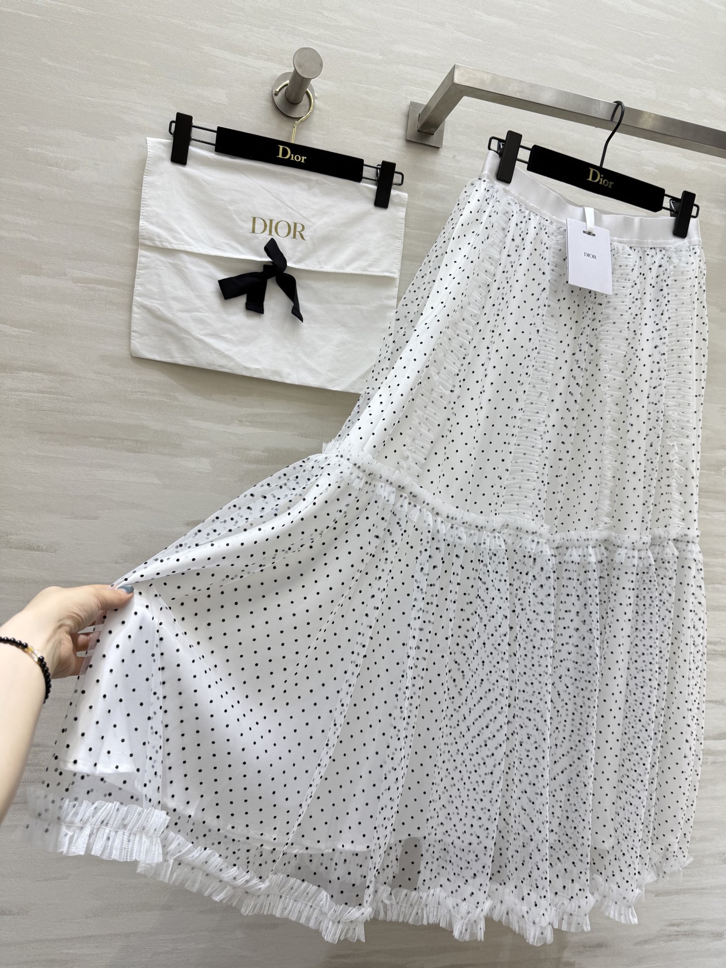 #DIO♡²⁵早秋新款 波点植绒网纱半裙 高品质定制 现货首发size：S/M/L（s码弹力腰围：64，