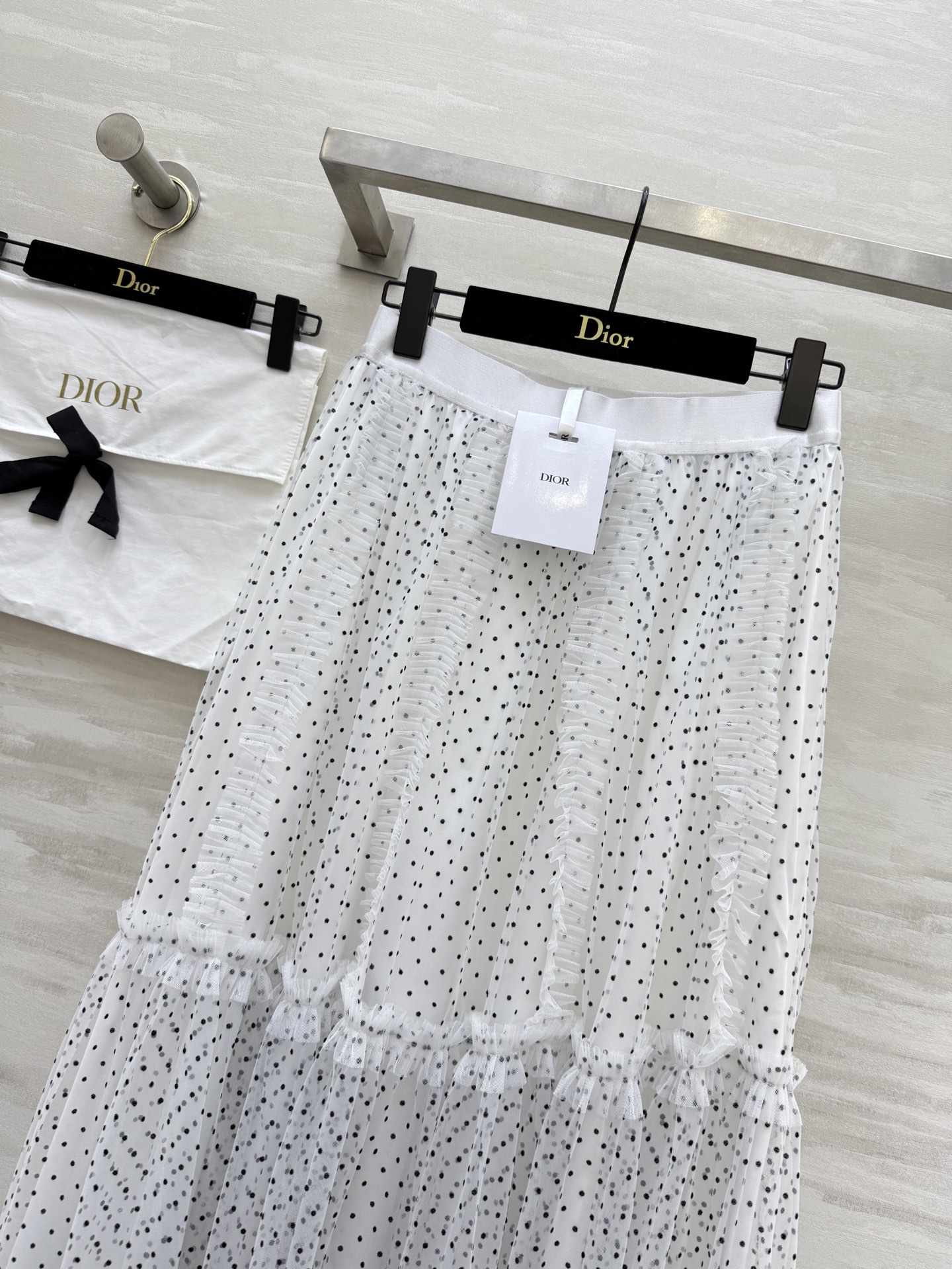 #DIO♡²⁵早秋新款 波点植绒网纱半裙 高品质定制 现货首发size：S/M/L（s码弹力腰围：64，