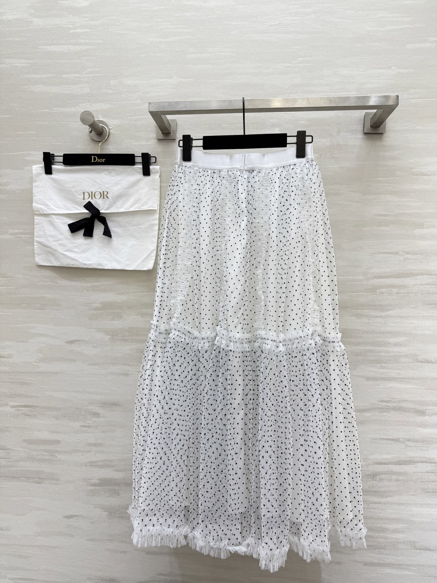 #DIO♡²⁵早秋新款 波点植绒网纱半裙 高品质定制 现货首发size：S/M/L（s码弹力腰围：64，