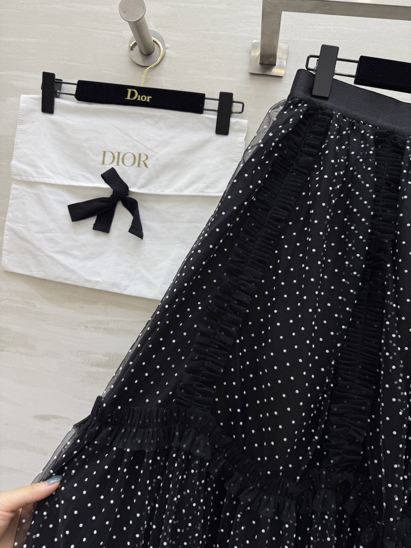 #DIO♡²⁵早秋新款 波点植绒网纱半裙 高品质定制 现货首发size：S/M/L（s码弹力腰围：64，