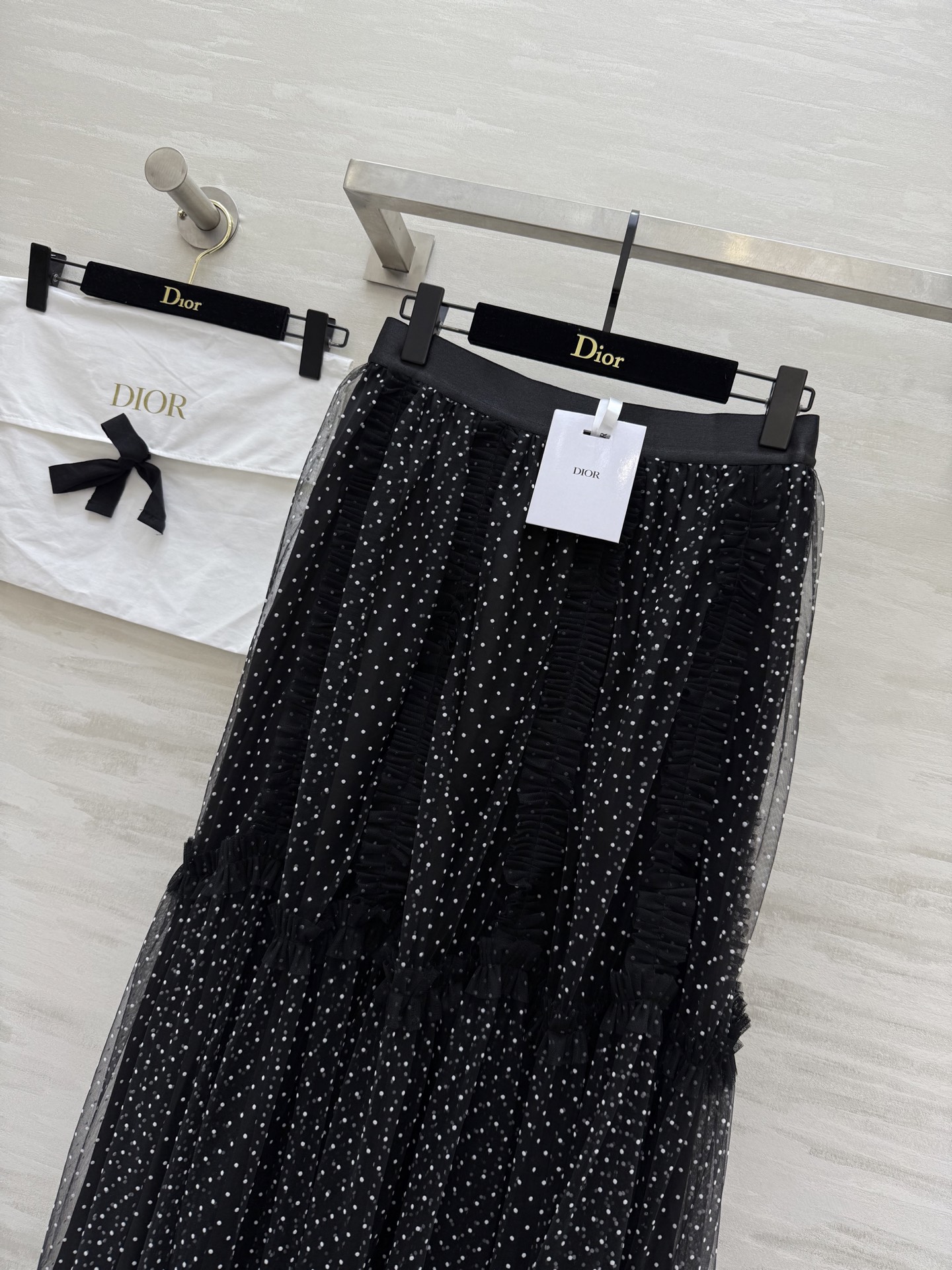 #DIO♡²⁵早秋新款 波点植绒网纱半裙 高品质定制 现货首发size：S/M/L（s码弹力腰围：64，