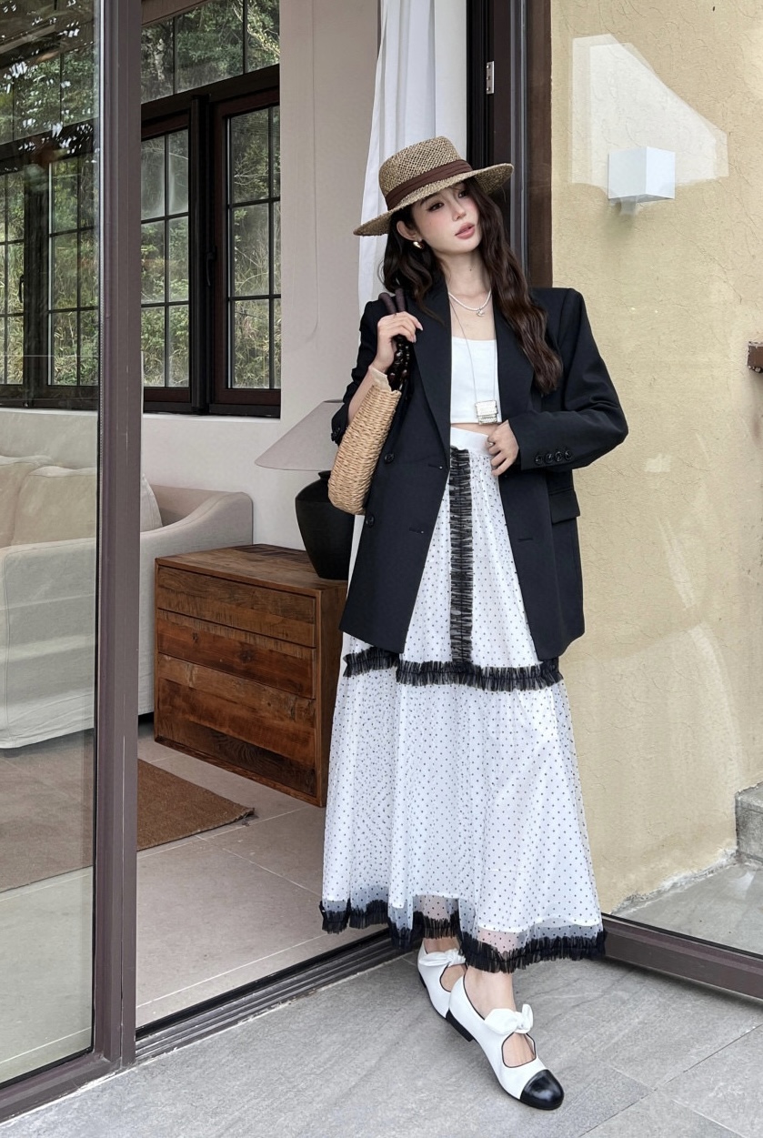 #DIO♡²⁵早秋新款 波点植绒网纱半裙 高品质定制 现货首发size：S/M/L（s码弹力腰围：64，