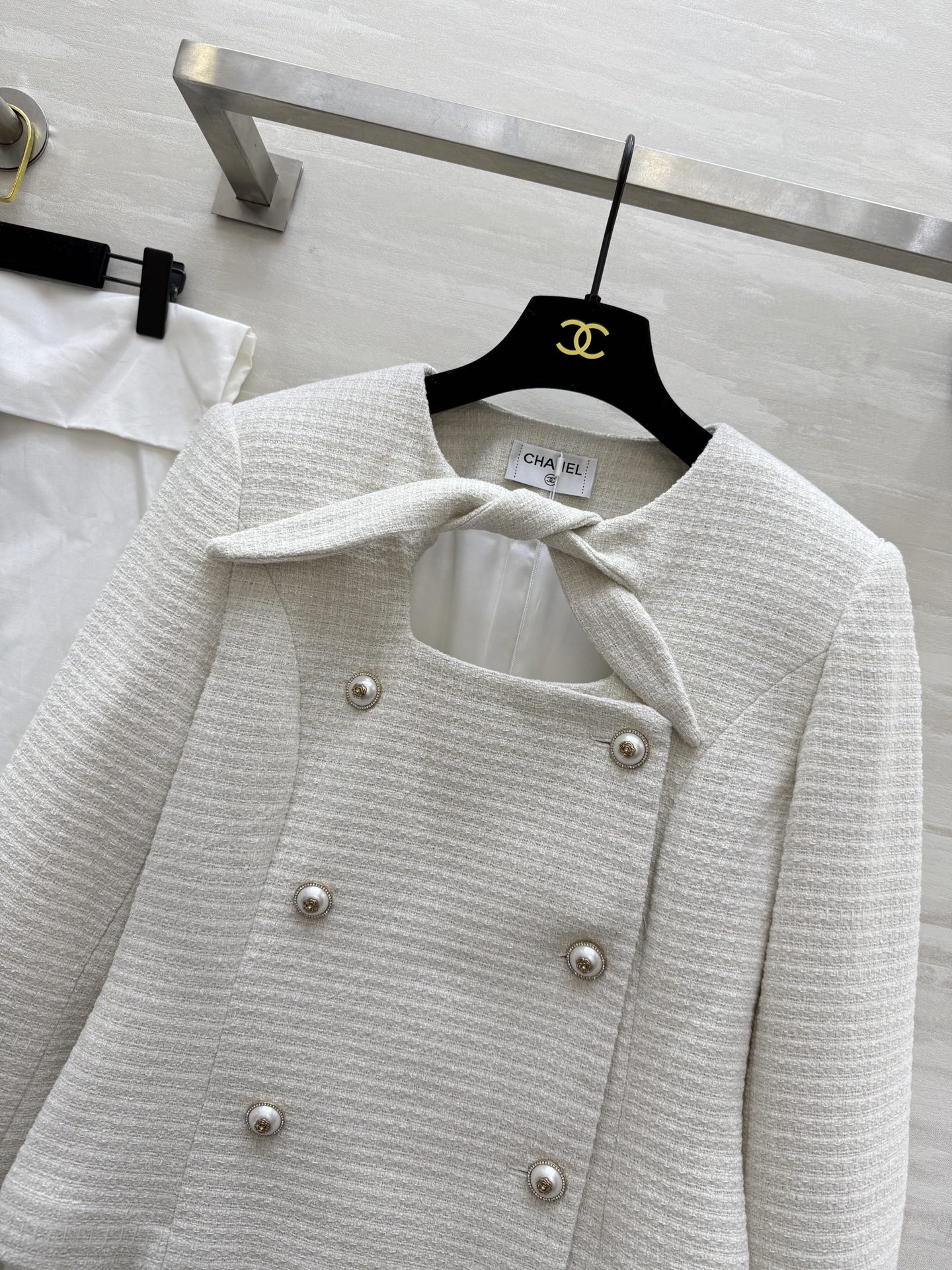 #Chane♡²⁵秋冬新款 系带设计羊毛花呢外套 高品质定制 现货来size：36/38/40（36码肩