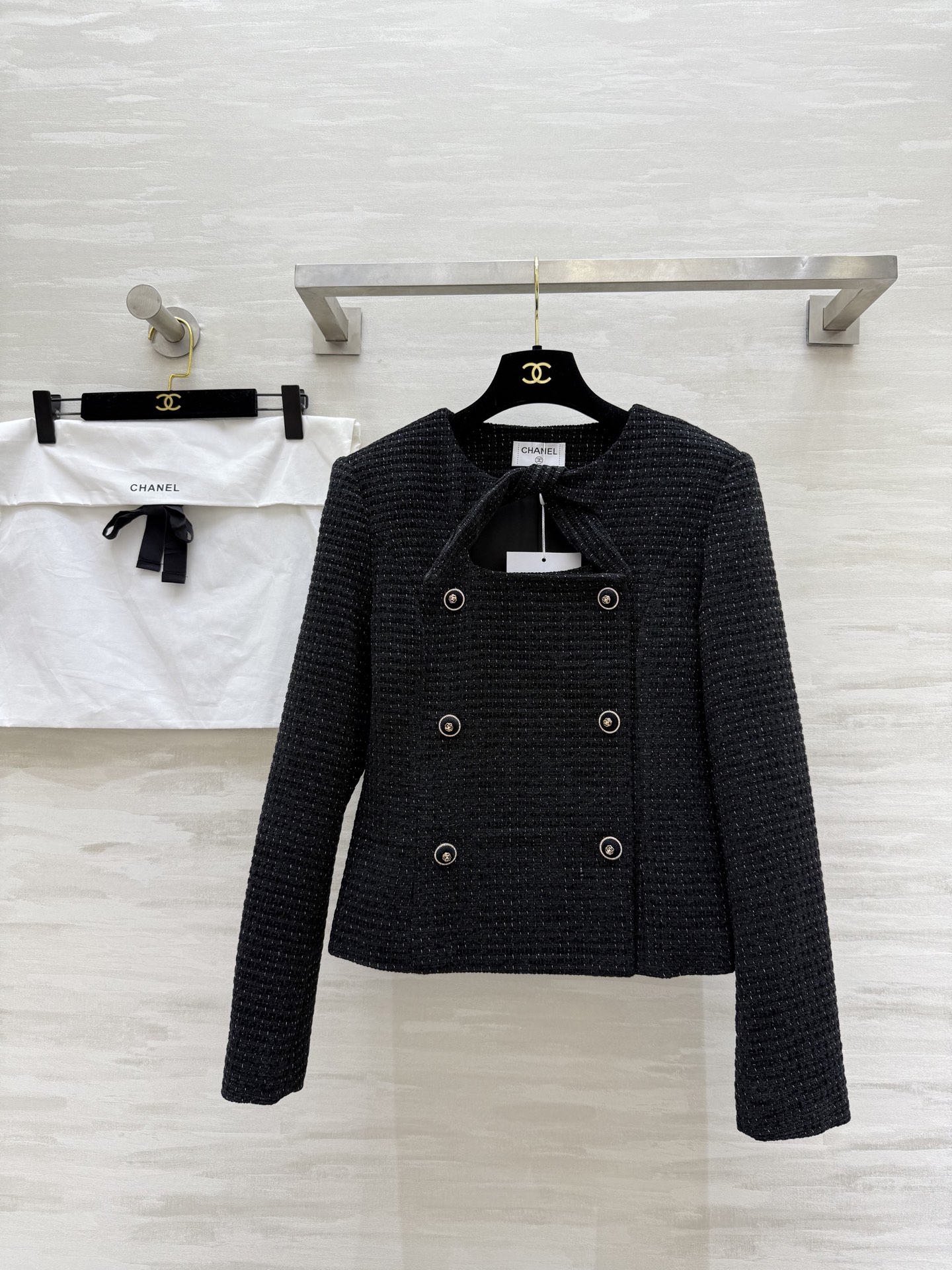 NO:501878,#Chane autumn and winter new style lace-up design wool tweed jacket high quality customization spot size36/38/40 (36 size shoulder width 37, bust 84, 53 length), chanel, jackets & coats, alexander wang19860909#Chane秋冬新款 系带设计羊毛花呢外套 高品质定制 现货来size36/38/40（36码肩宽37,胸围84,衣长53）,,chanel,jackets & coats,alexander wang,Women's clothing