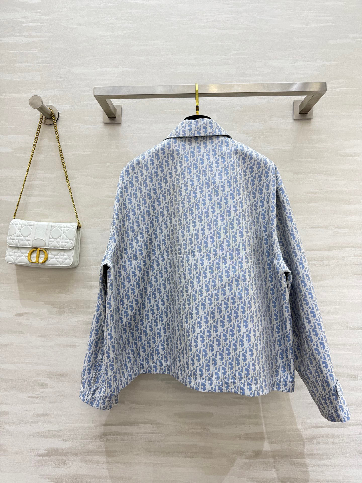 #DIO♡²⁵新款 Miss D蓝白系列 经典老花翻领夹克外套 进口科技塔夫绸 Oblique提花面料彰