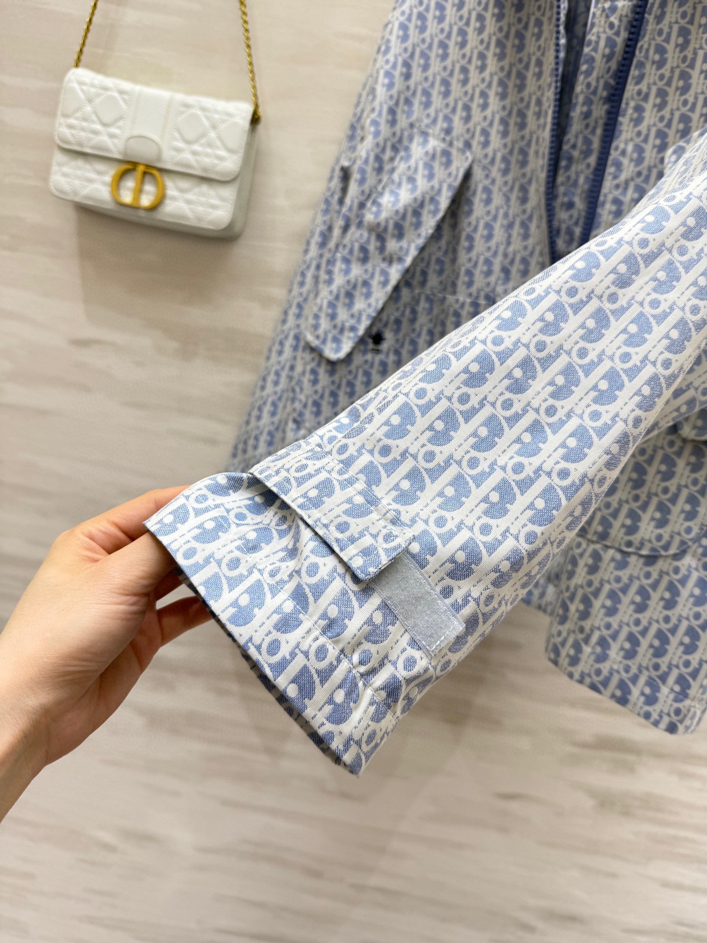 #DIO♡²⁵新款 Miss D蓝白系列 经典老花翻领夹克外套 进口科技塔夫绸 Oblique提花面料彰